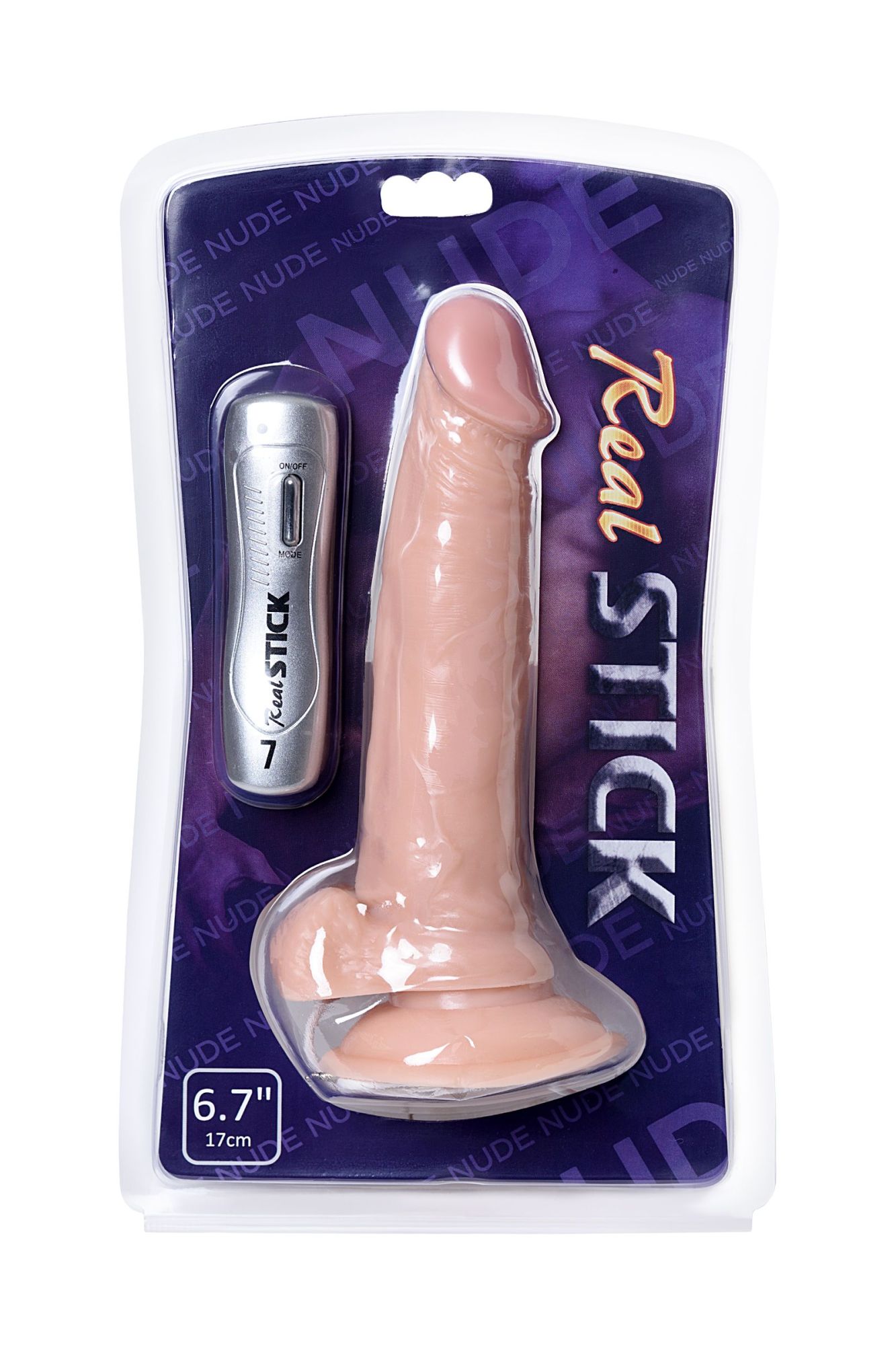 реалистичный вибратор realstick nude, pvc, 7 режимов вибрации, телесный. в 