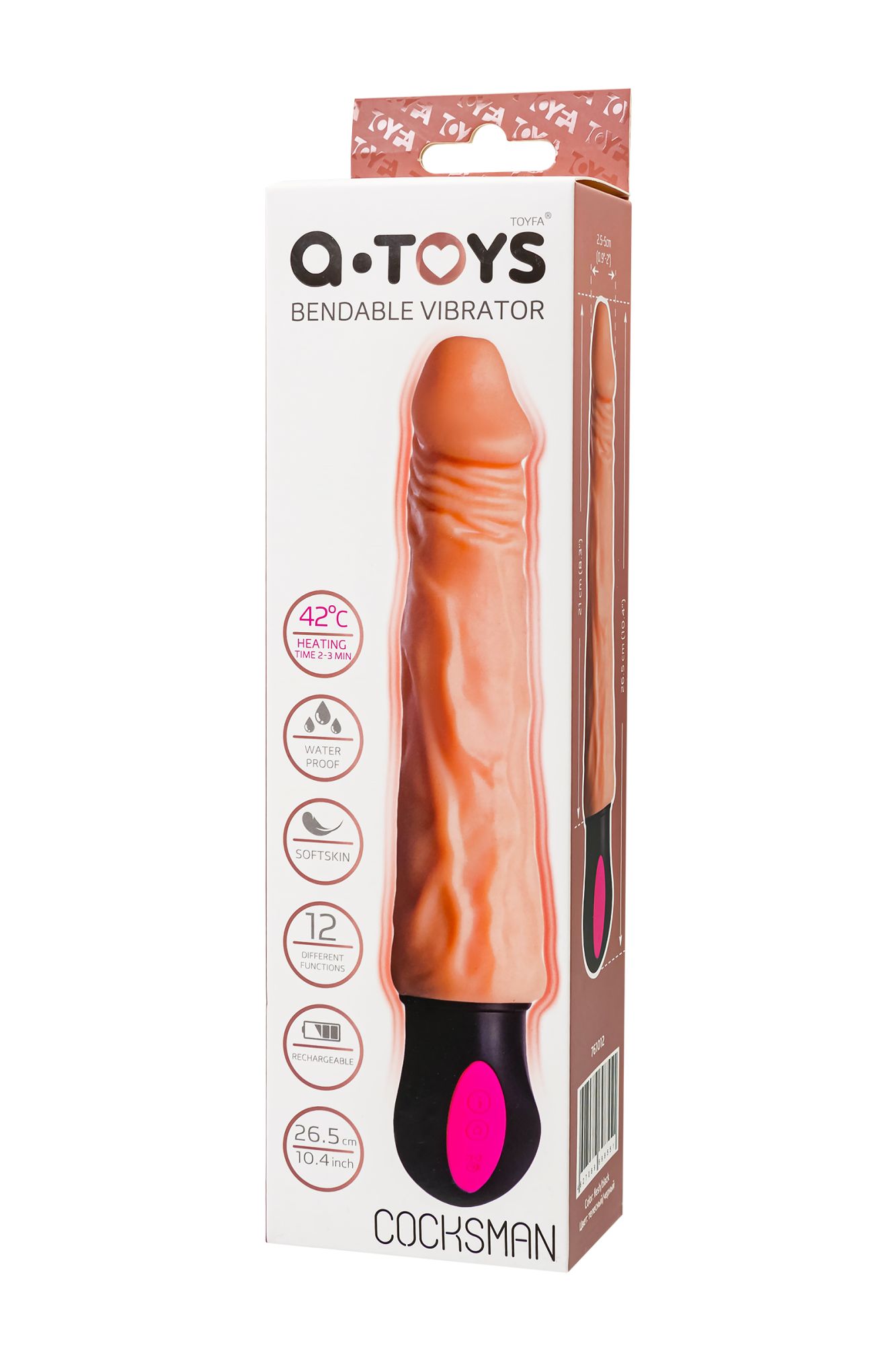 реалистичный вибратор toyfa  a-toys cocksman, tpe, телесный, 26,5 см в 