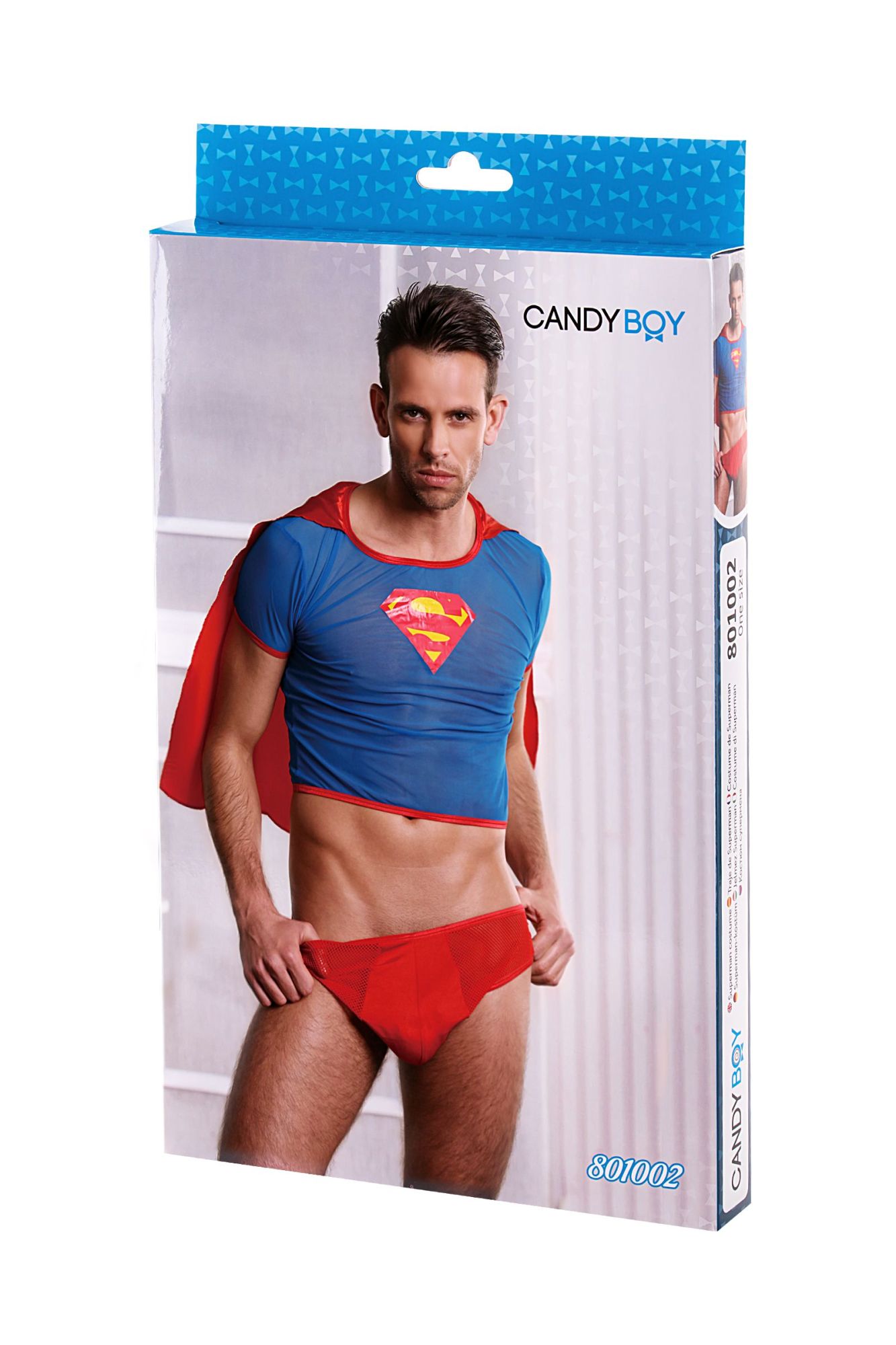Эротическое костюм супермена candy boy superman (футболка с плащем, трусы), красно-голубой, os в 