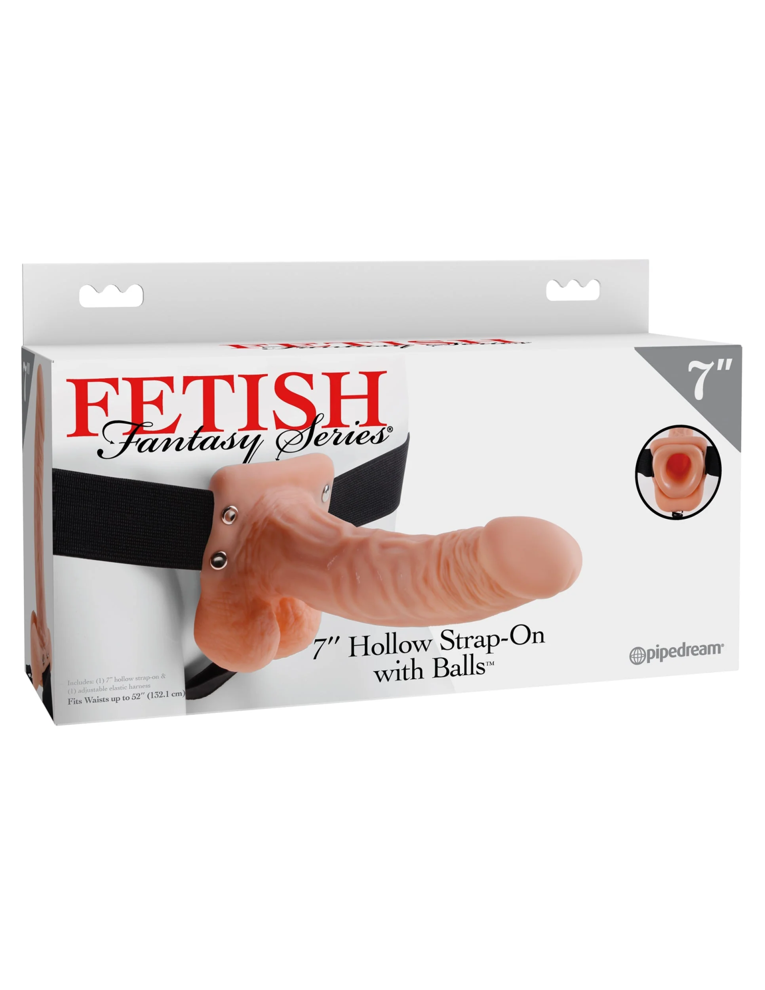 страпон fetish fantasy series 7" hollow strap-on with balls - flesh/black pipedream 337321pd в 