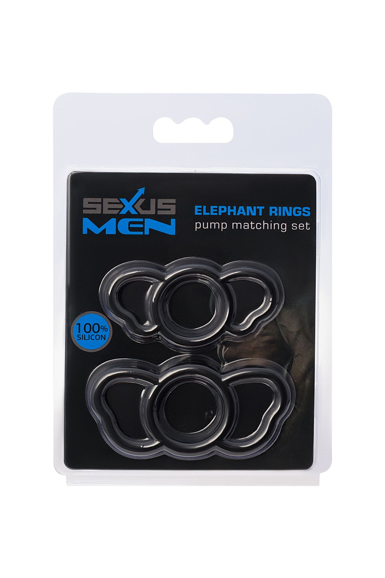 набор эрекционных колец sexus men elephant rings, силикон, чёрный в 