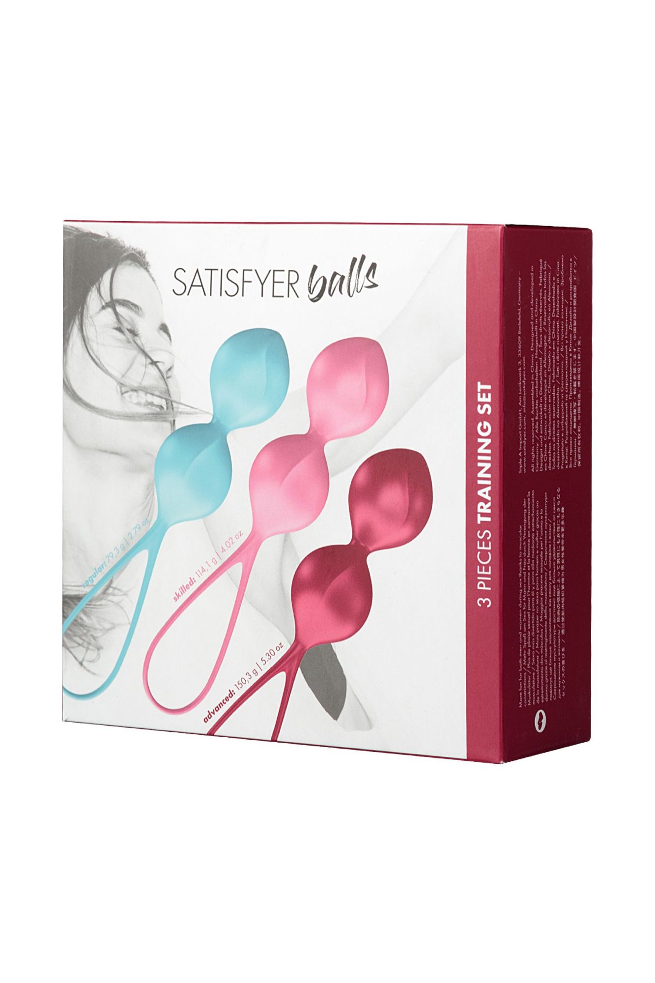 набор вагинальных шариков satisfyer  balls c03 double, силикон, ассорти, ø 3 см. в 