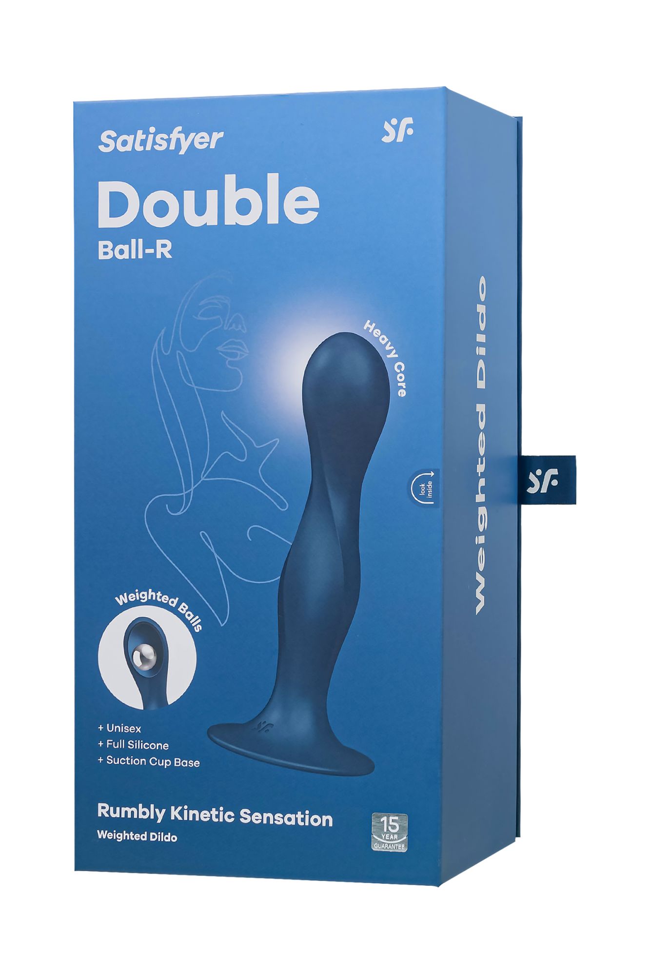 фаллоимитатор satisfyer double ball-r, силикон, синий, 18 см в 