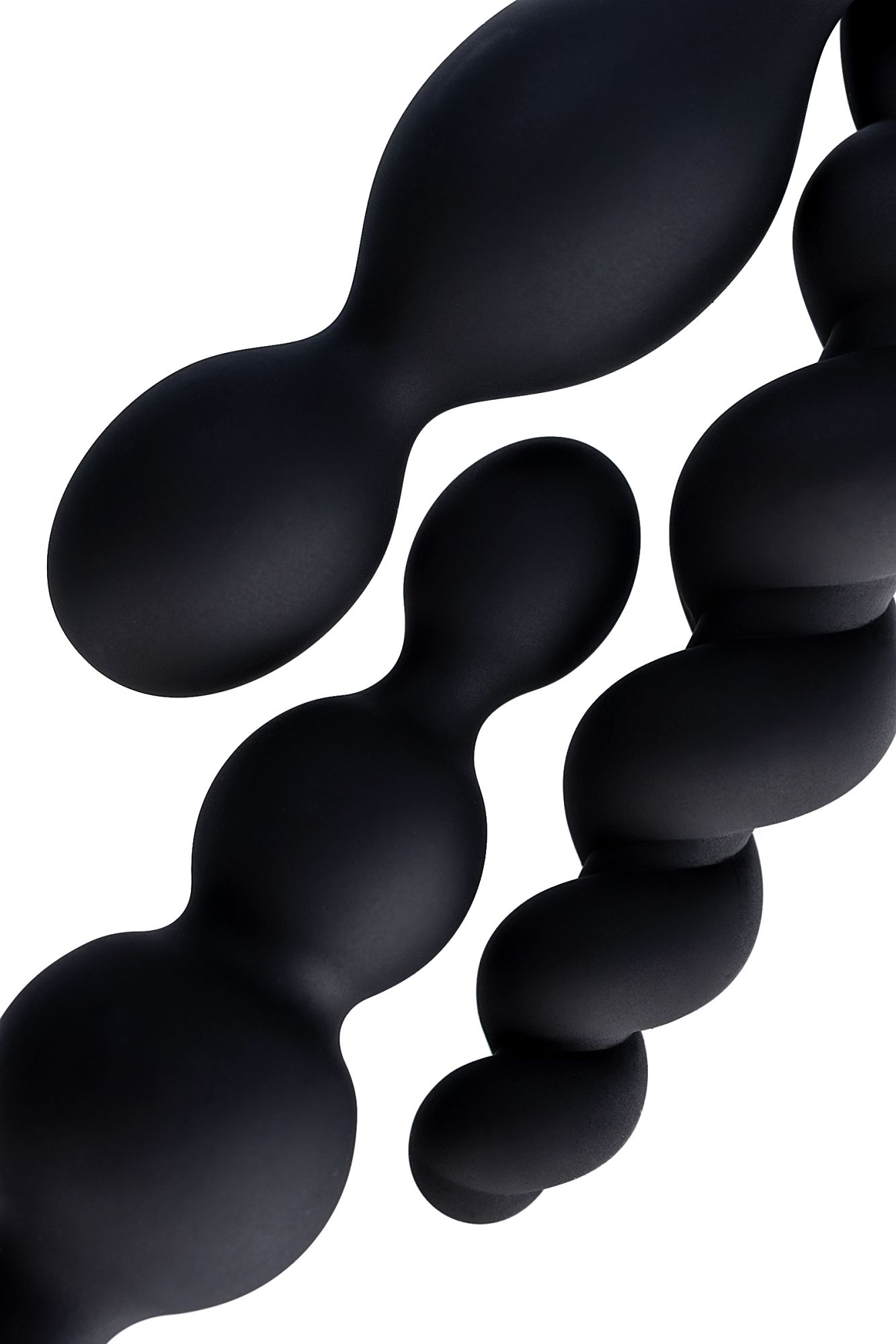 набор анальных плагов satisfyer, силикон, чёрный, 13,5 см. в 
