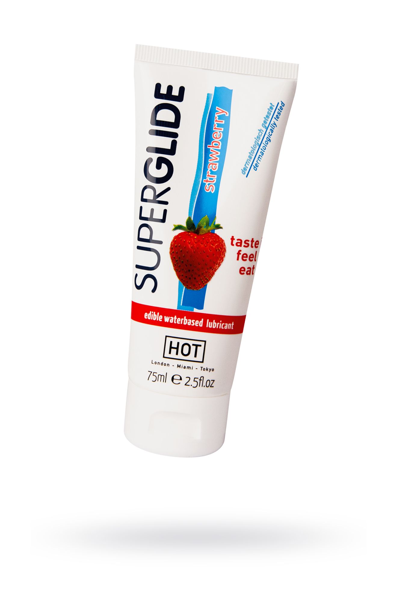 съедобная смазка на водной основе hot superglide для орального секса со вкусом клубники, 75 мл в 
