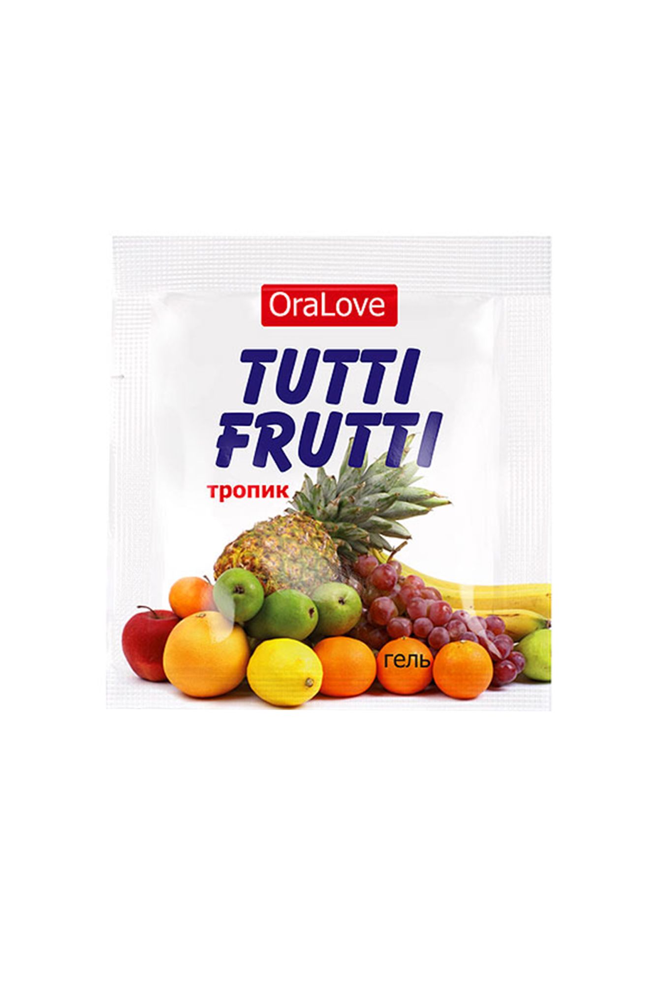 съедобная гель-смазка tutti-frutti для орального секса со вкусом экзотических фруктов ,4гр по 20 шт в 