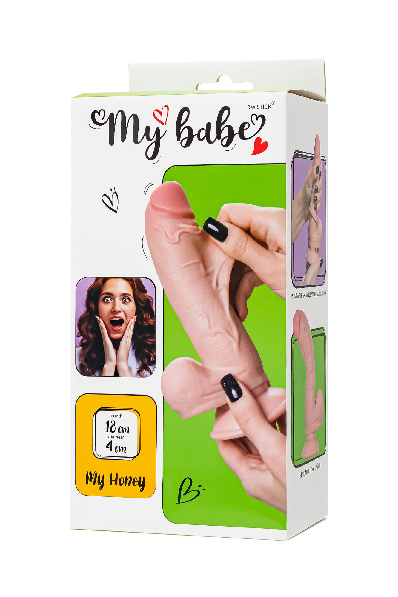 реалистичный фаллоимитатор my babe my honey, tpe, 18 см в 
