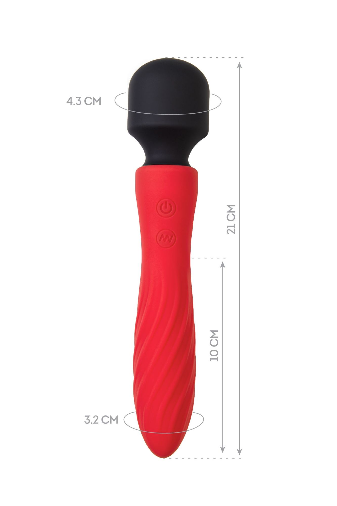 двусторонний вибромассажер black&red by toyfa, силикон, красный, 21 см в 