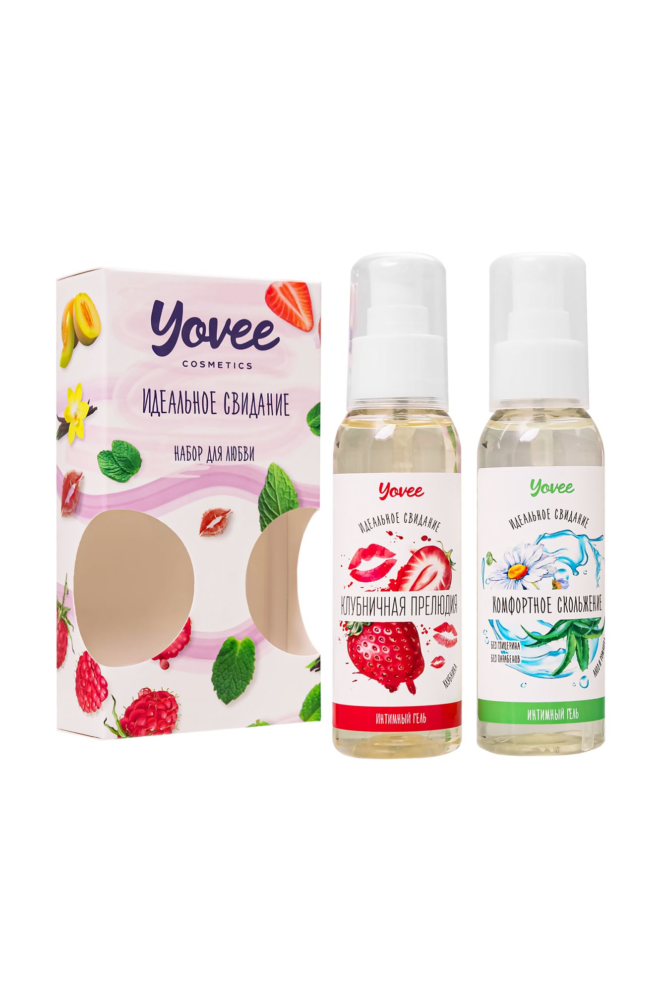 набор гелей-смазок yovee для любви (721003+721053), вкусовой (клубника) + увл (алоэ), 2х100 мл в 
