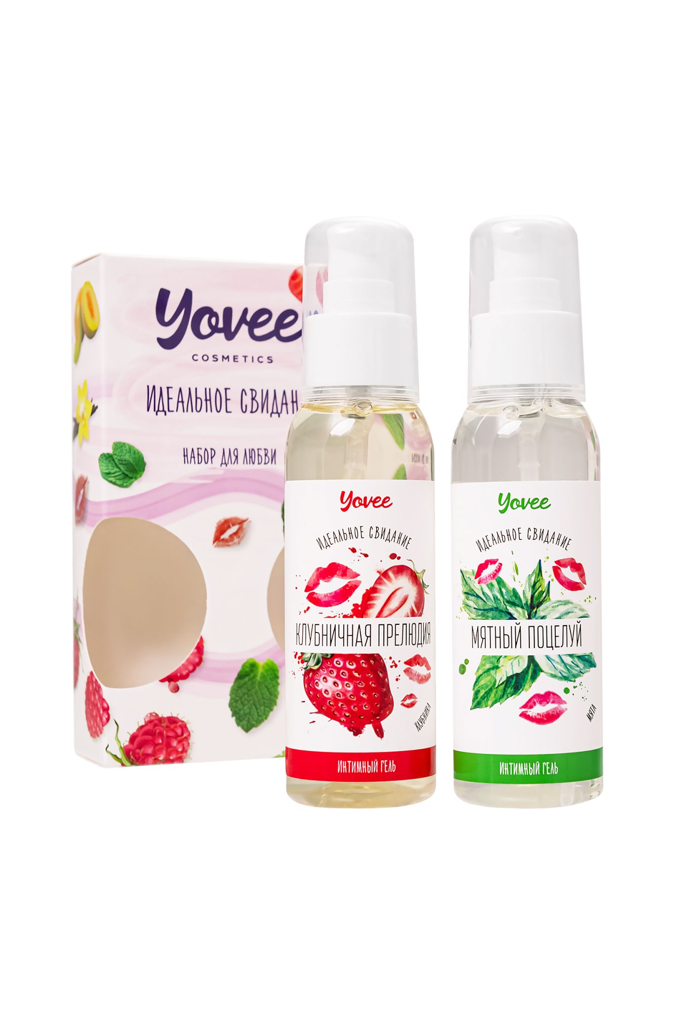 набор гелей-смазок yovee для любви (721003+721005), вкусовые (клубника+мята), 2х100 мл в 