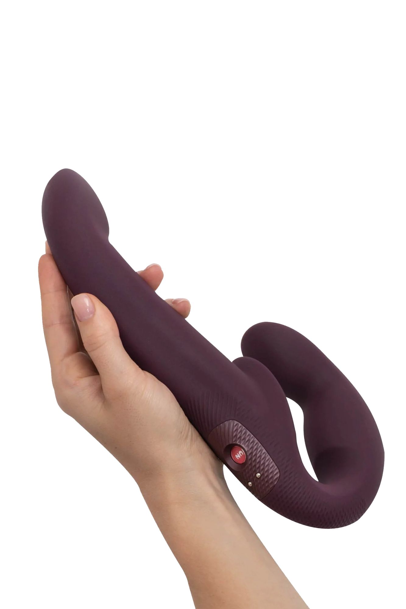анатомический безремневой страпон fun factory share vibe pro , силикон, бордовый в 