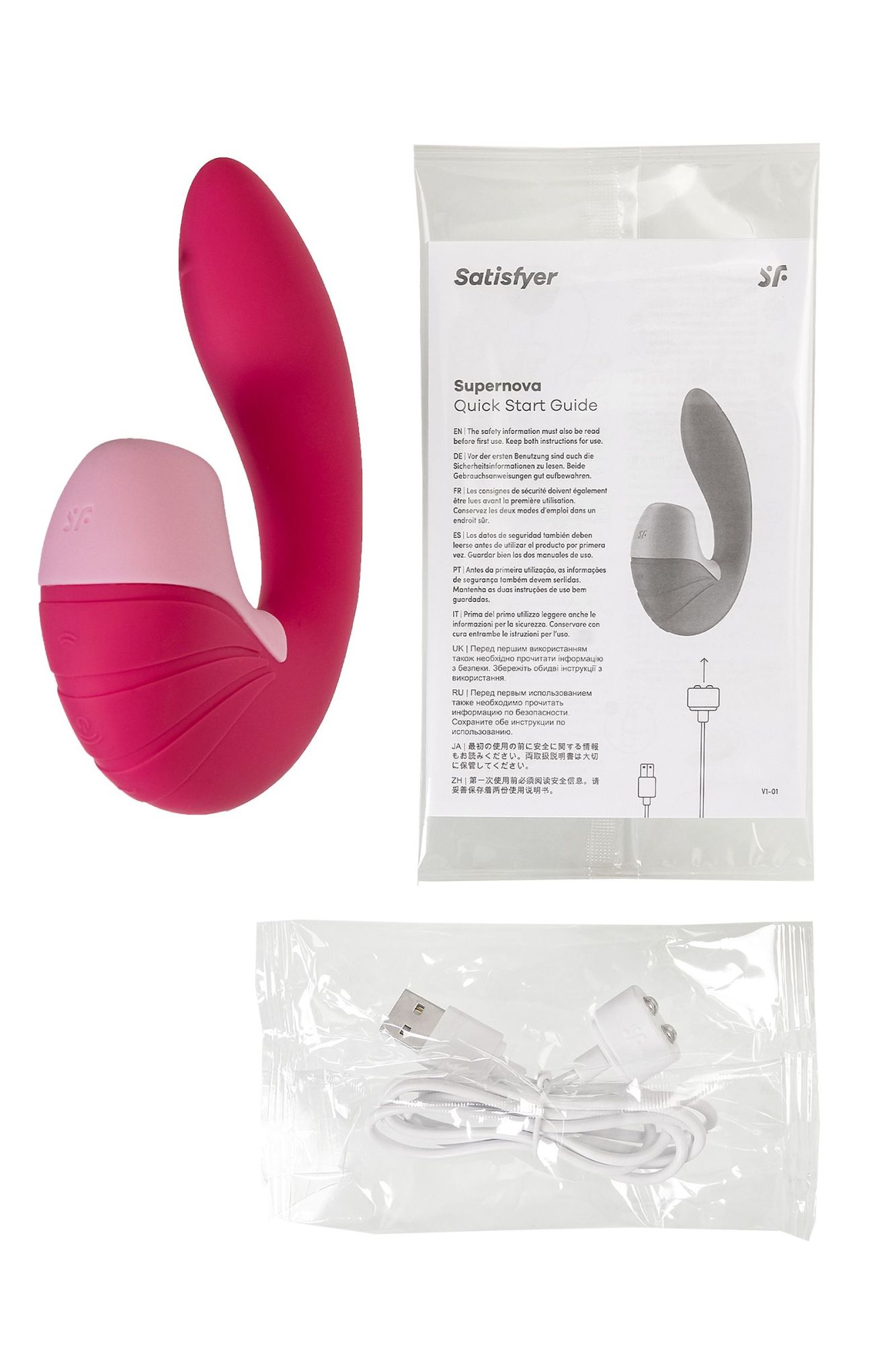 вибратор satisfyer supernova, с вакуум-волновым стимулятором, силикон, красный, 16,9 см в 