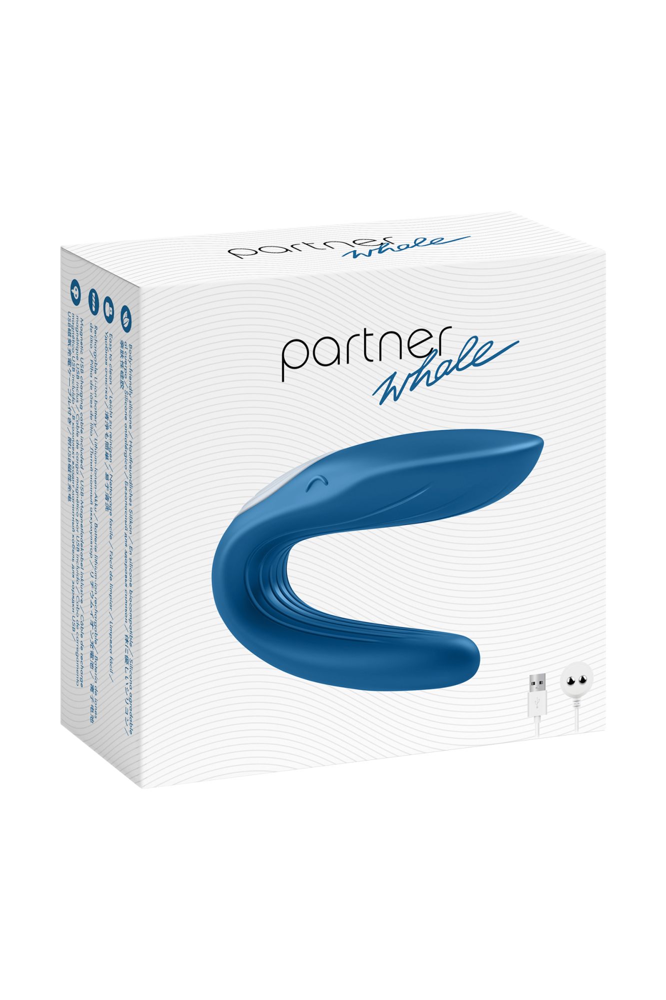 многофункциональный стимулятор для пар satisfyer partner whale, силикон, голубой, 17 см. в 