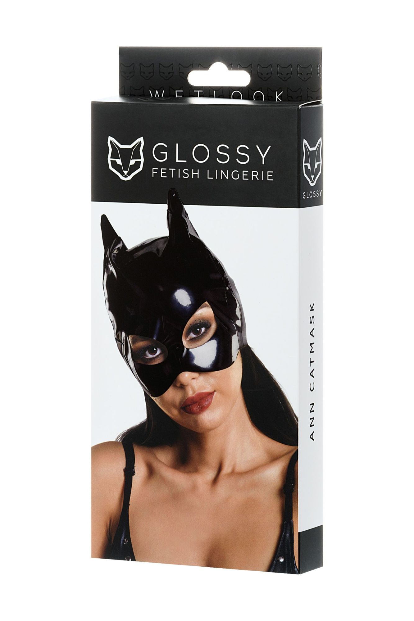 маска кошки glossy ann из материала wetlook, черный, os в 