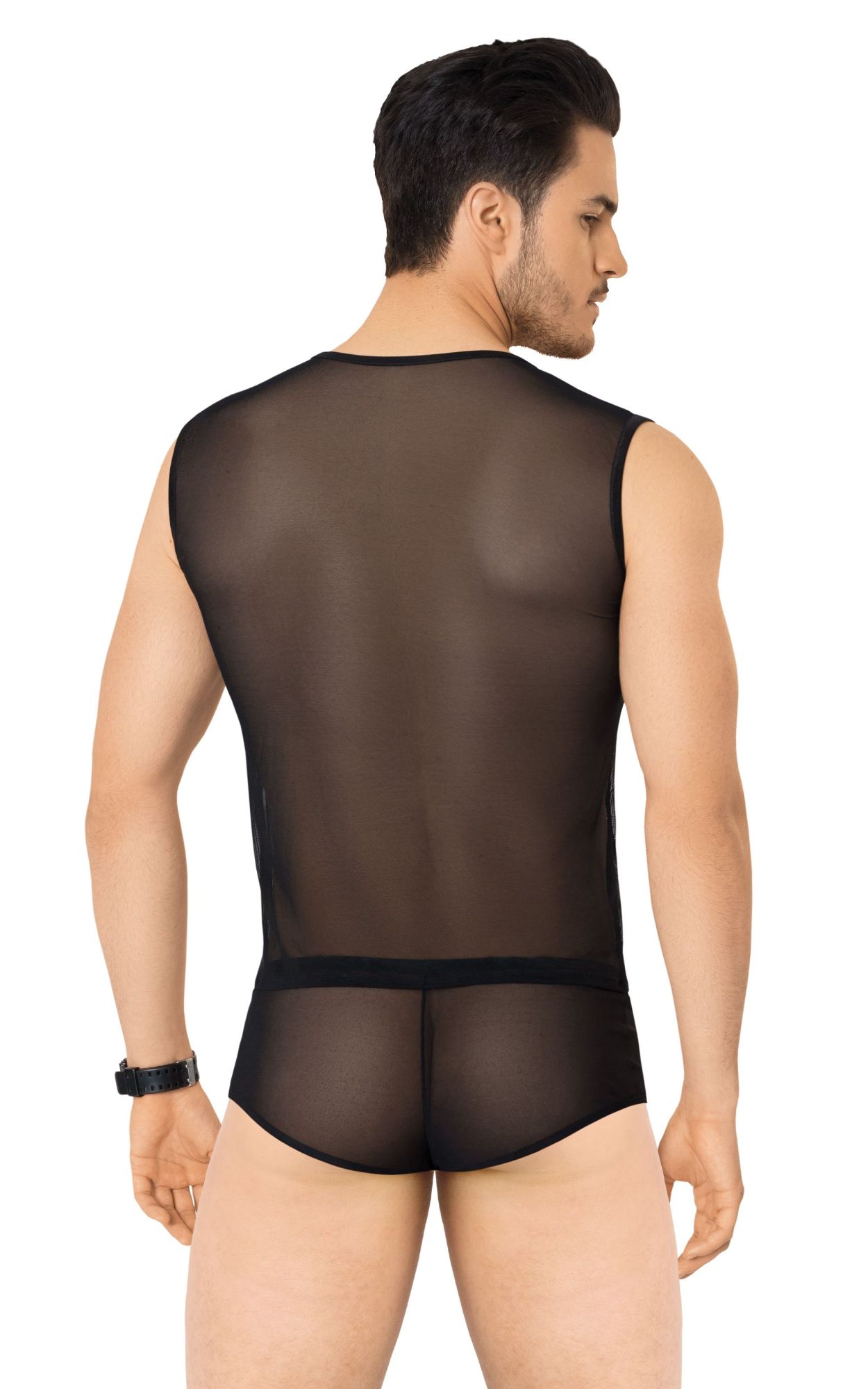 Эротическое костюм сетка + wetlook мужской softline collection (майка, шорты), черный, m/l в 
