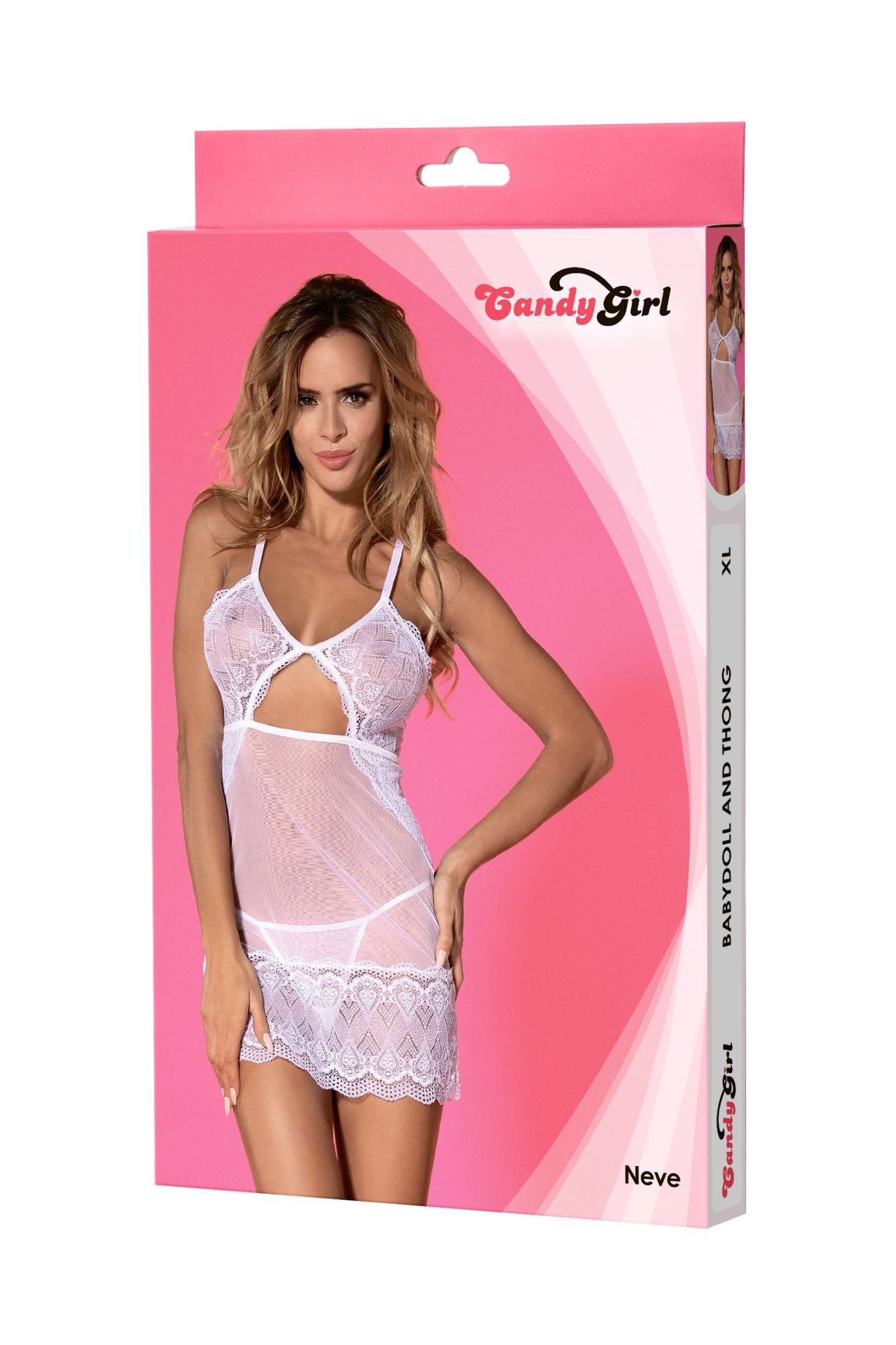 Эротическое комбинация и стринги candy girl neve белые, xl в 