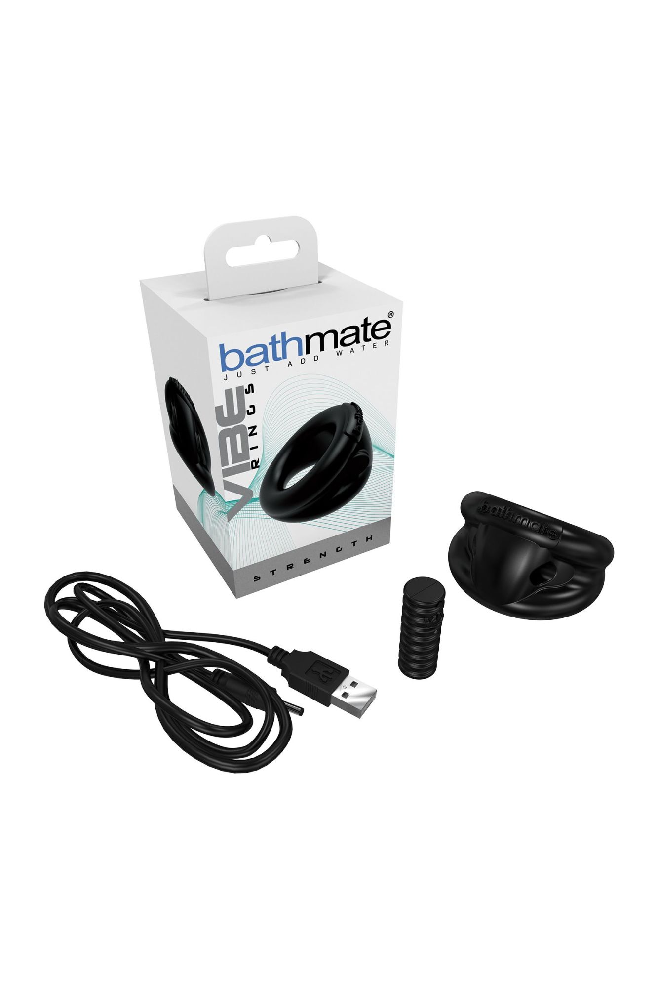 виброкольцо на пенис bathmate strength, elastomex, черное, ø5 см в 