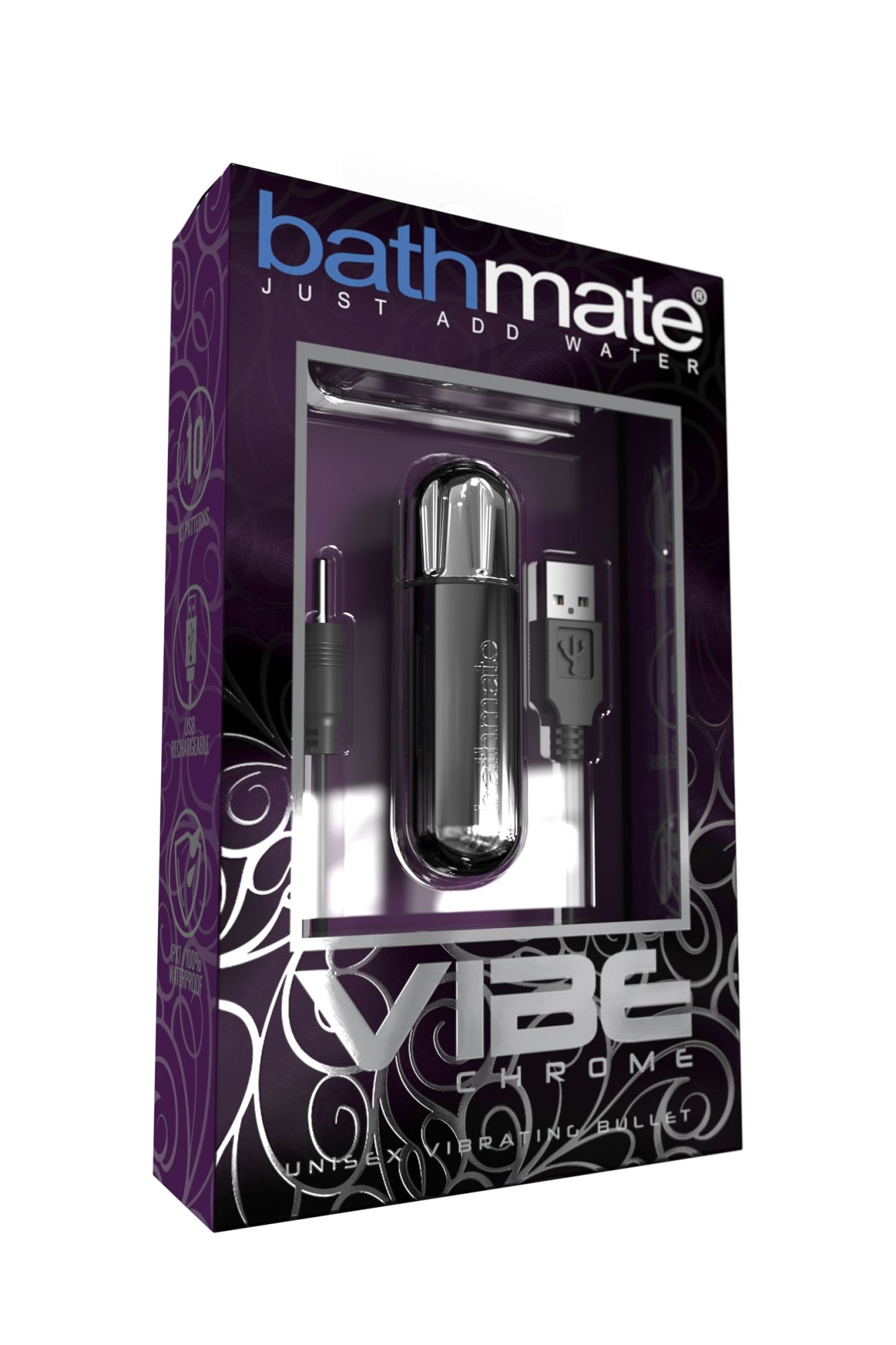 вибропуля bathmate vibe bullet chrome, пластик, серебряная в 