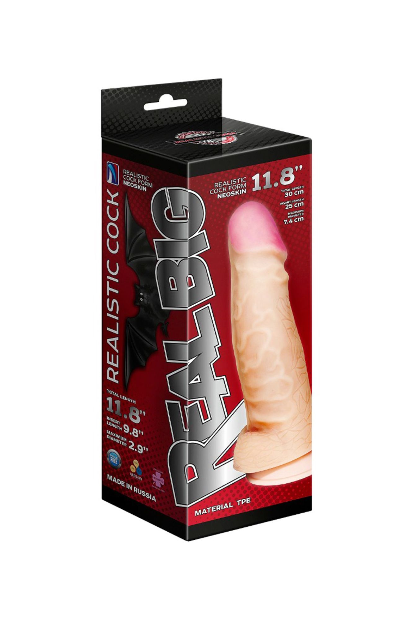 фаллоимитатор неоскин - супергигант с присоской lovetoy,trp,телесный, 30 см в 