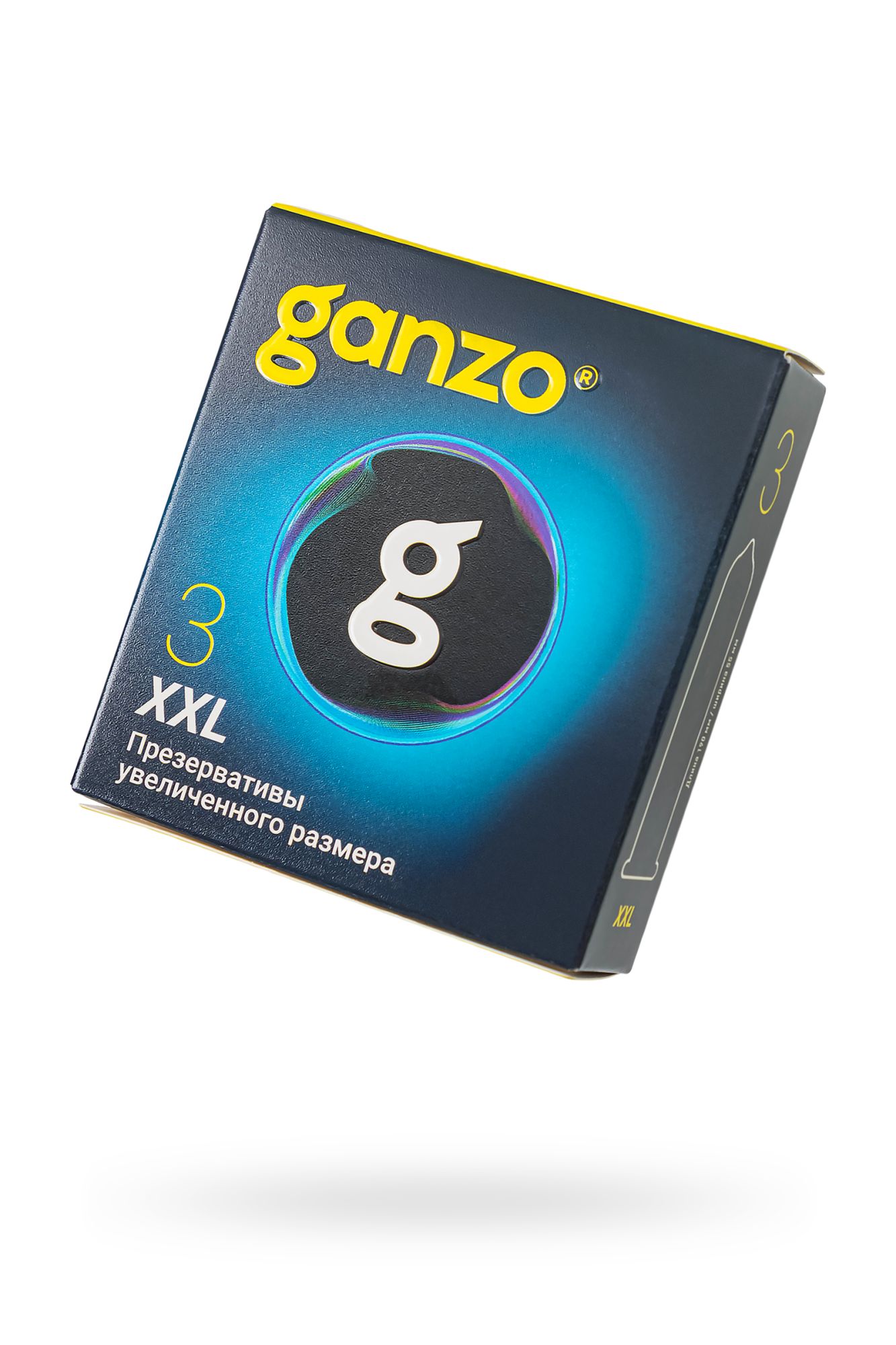 презервативы  ganzo xxl увеличенные, латекс, 19 см, 5,5 см, 3 шт. в 
