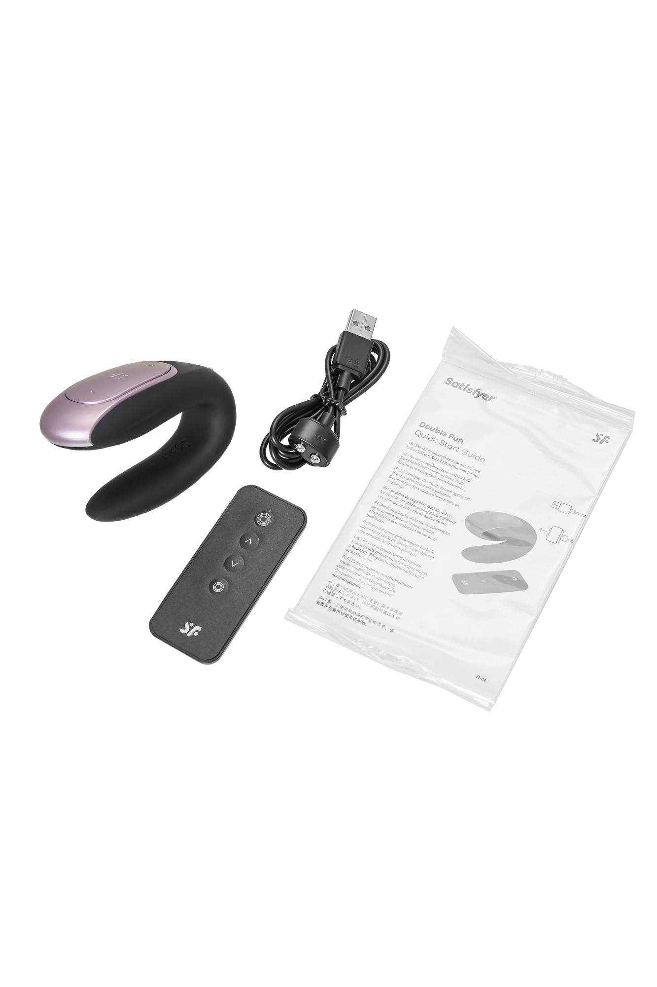 многофункциональный стимулятор для пар satisfyer partner double fun, силикон, черный, 9 см в 