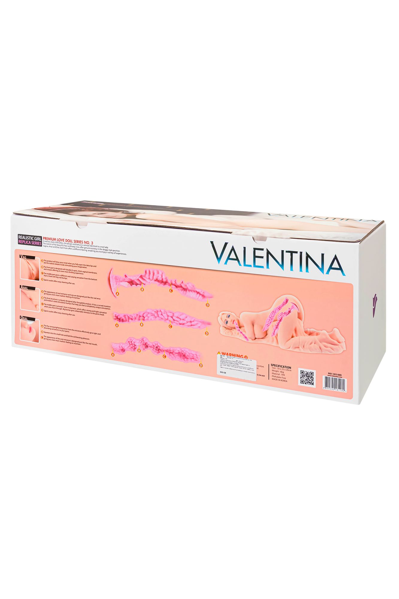 мастурбатор реалистичный kokos valentina, tpr, телесный, 42 см в 
