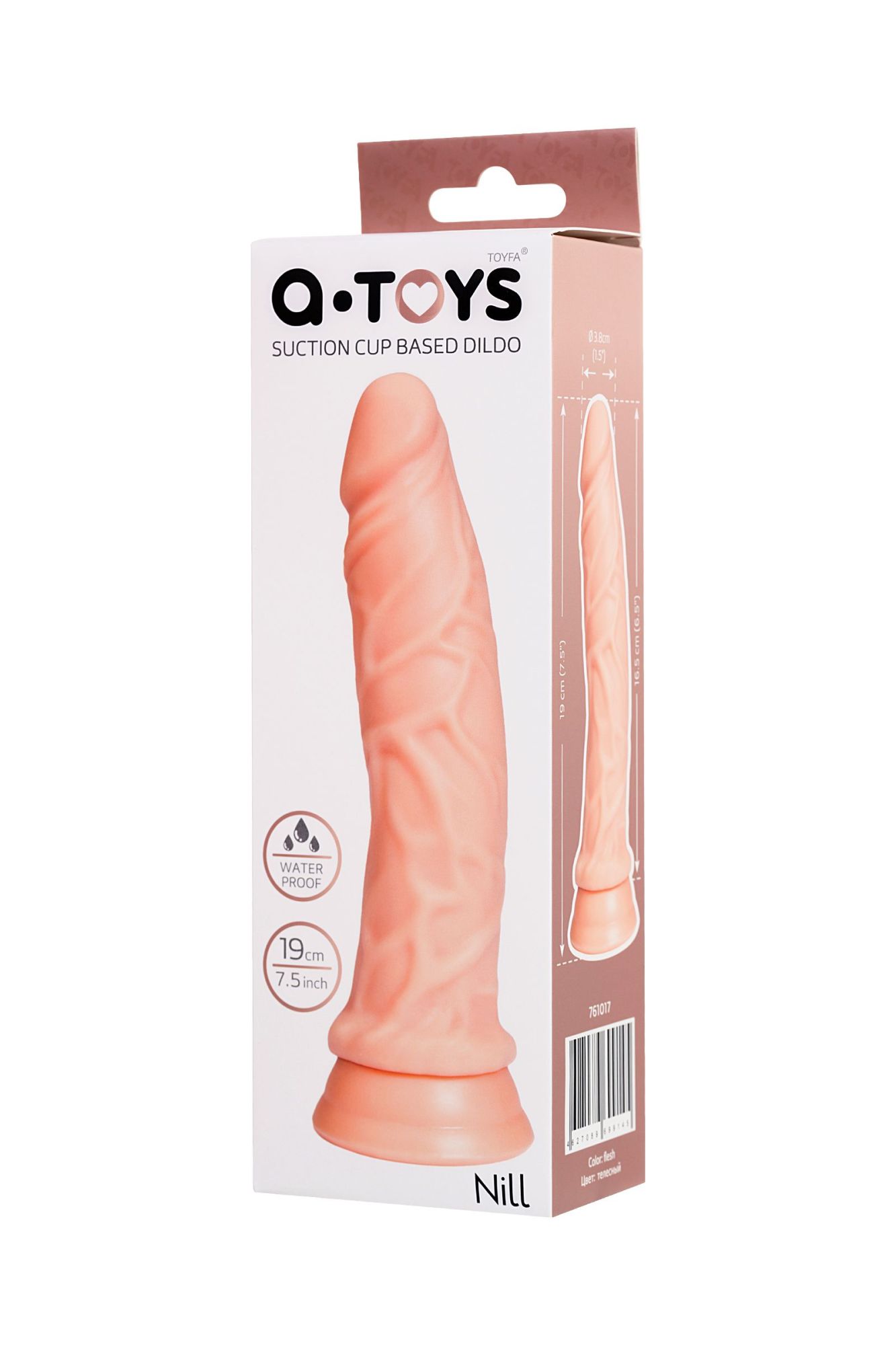 реалистичный фаллоимитатор toyfa  a-toys nill, tpe, телесный, 19 см в 