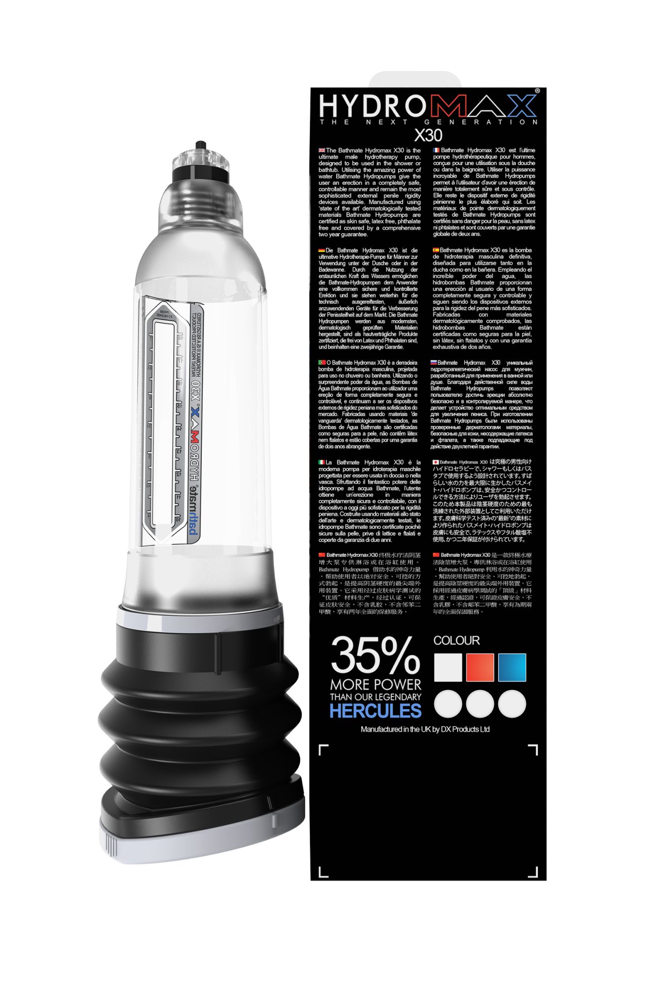 гидропомпа bathmate hydromax x30, прозрачная, 30 см в 