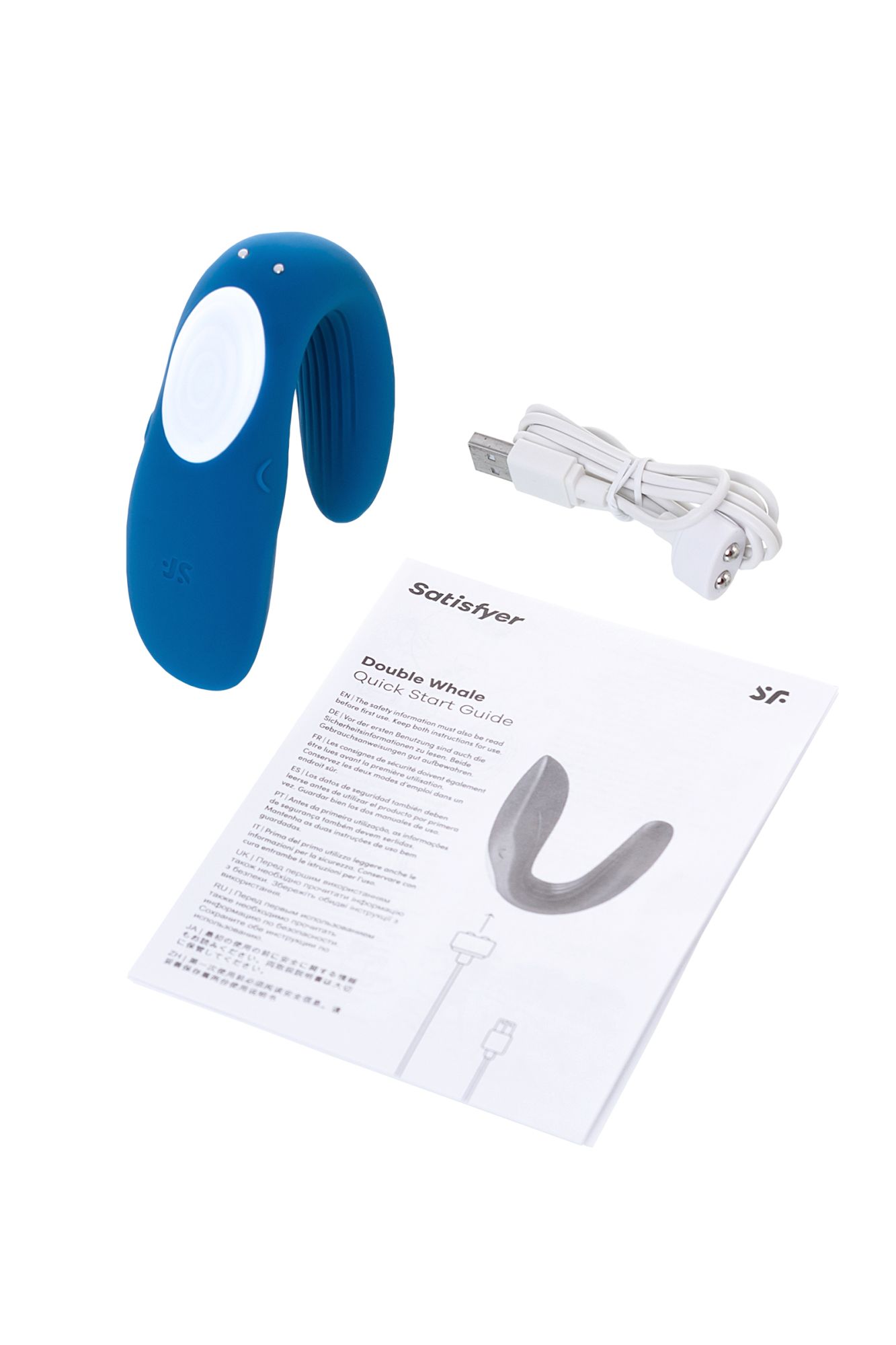 многофункциональный стимулятор для пар satisfyer partner whale, силикон, голубой, 17 см. в 