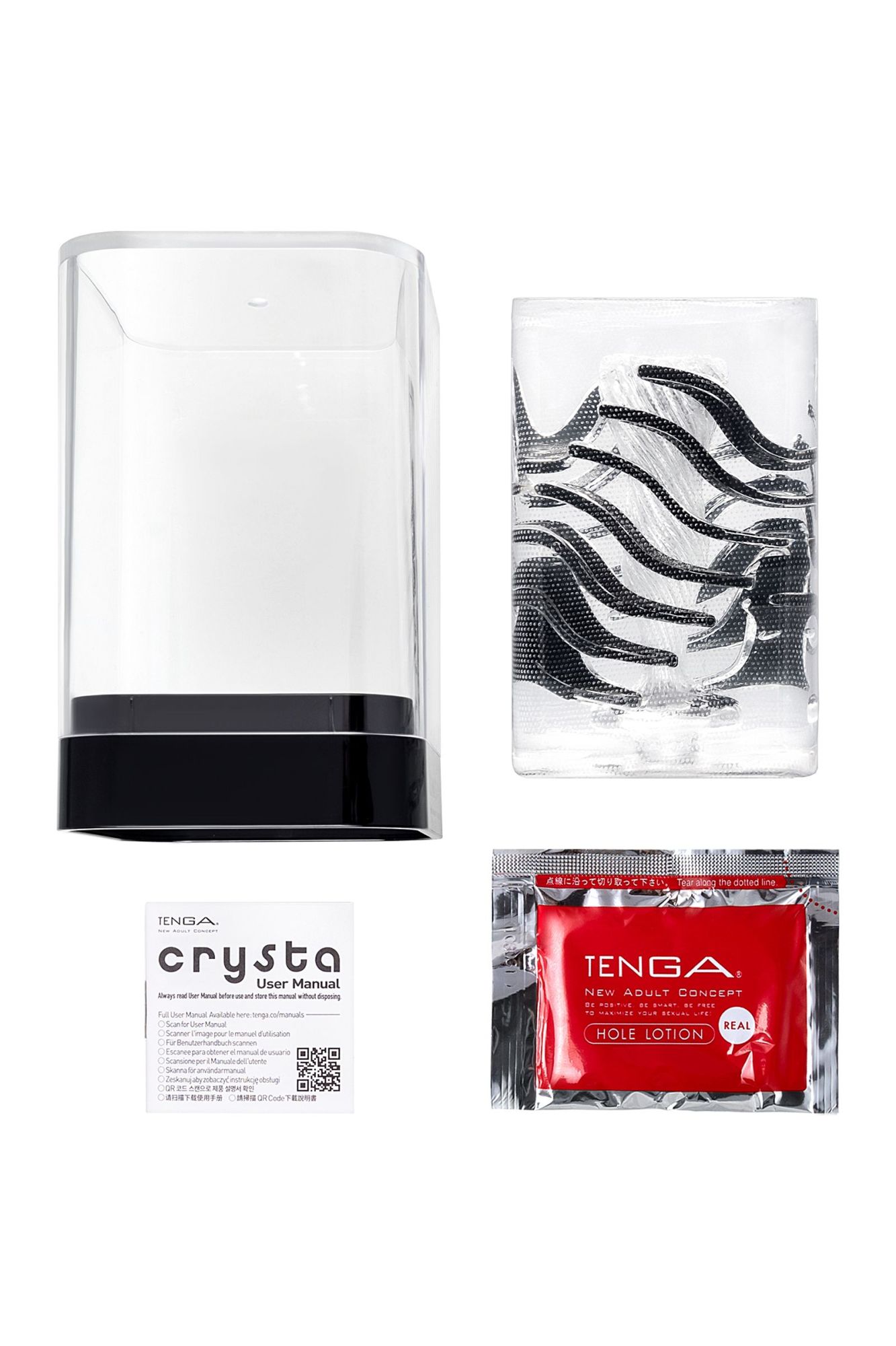 нереалистичный мастурбатор tenga crysta leaf, tpe, прозрачный, 15,5 см в 