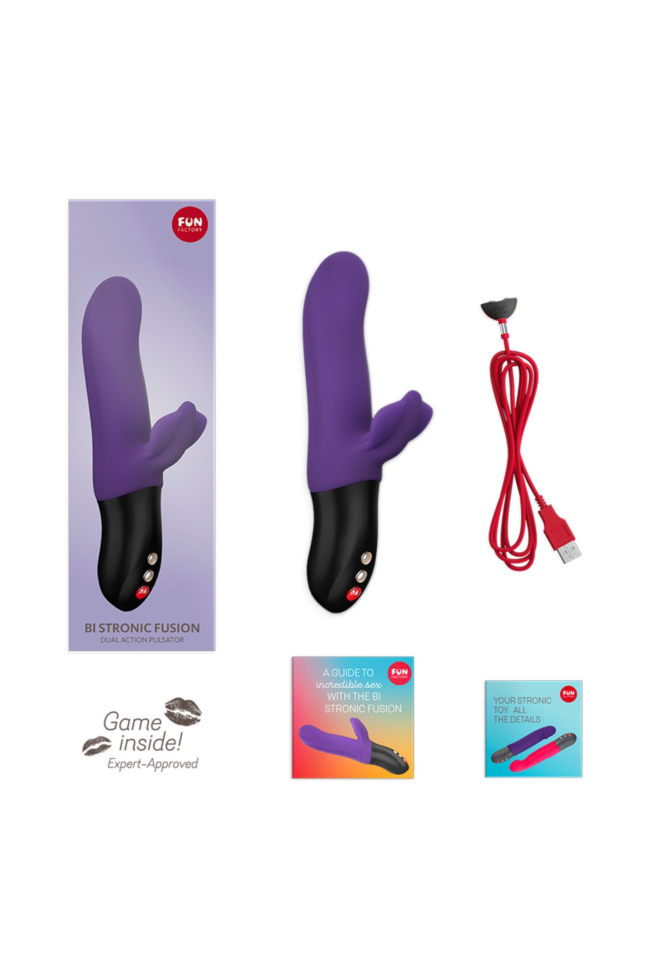 пульсатор fun factory bi stronic fusion, силикон, фиолетовый, 22 см в 