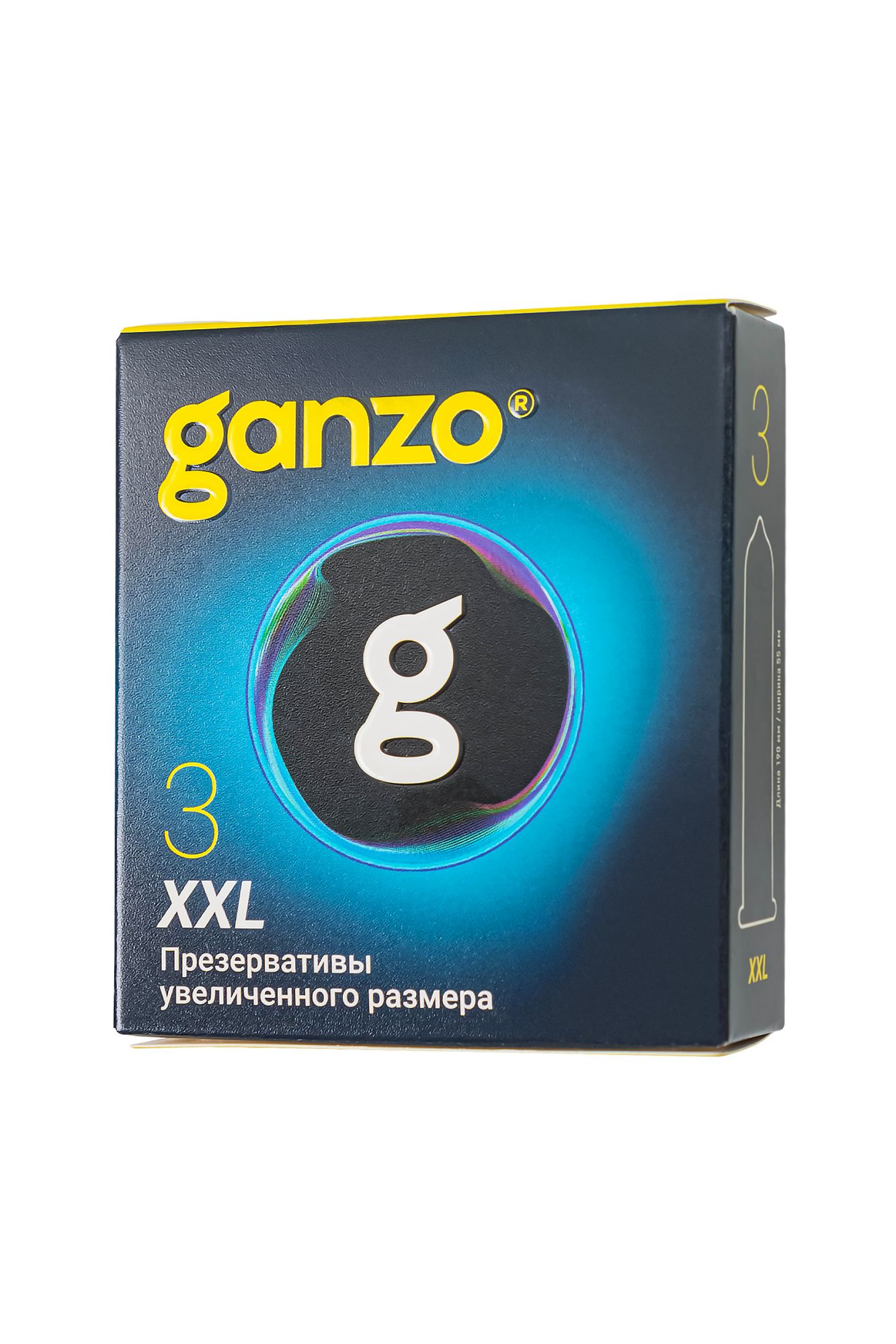 презервативы  ganzo xxl увеличенные, латекс, 19 см, 5,5 см, 3 шт. в 