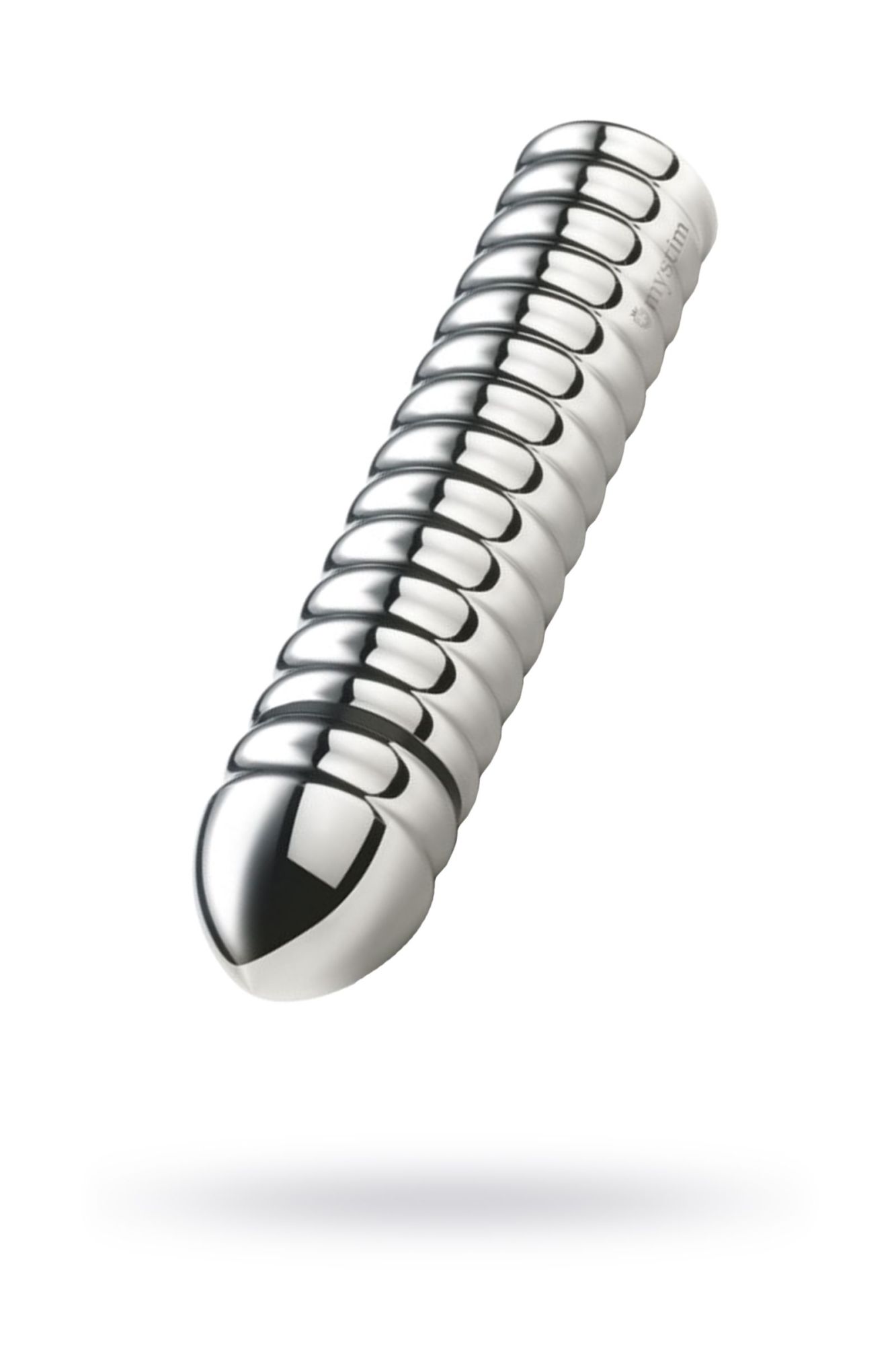 электростимулятор фаллоимитатор mystim groovey george, хирургическая сталь, серебряный, 20 см в 