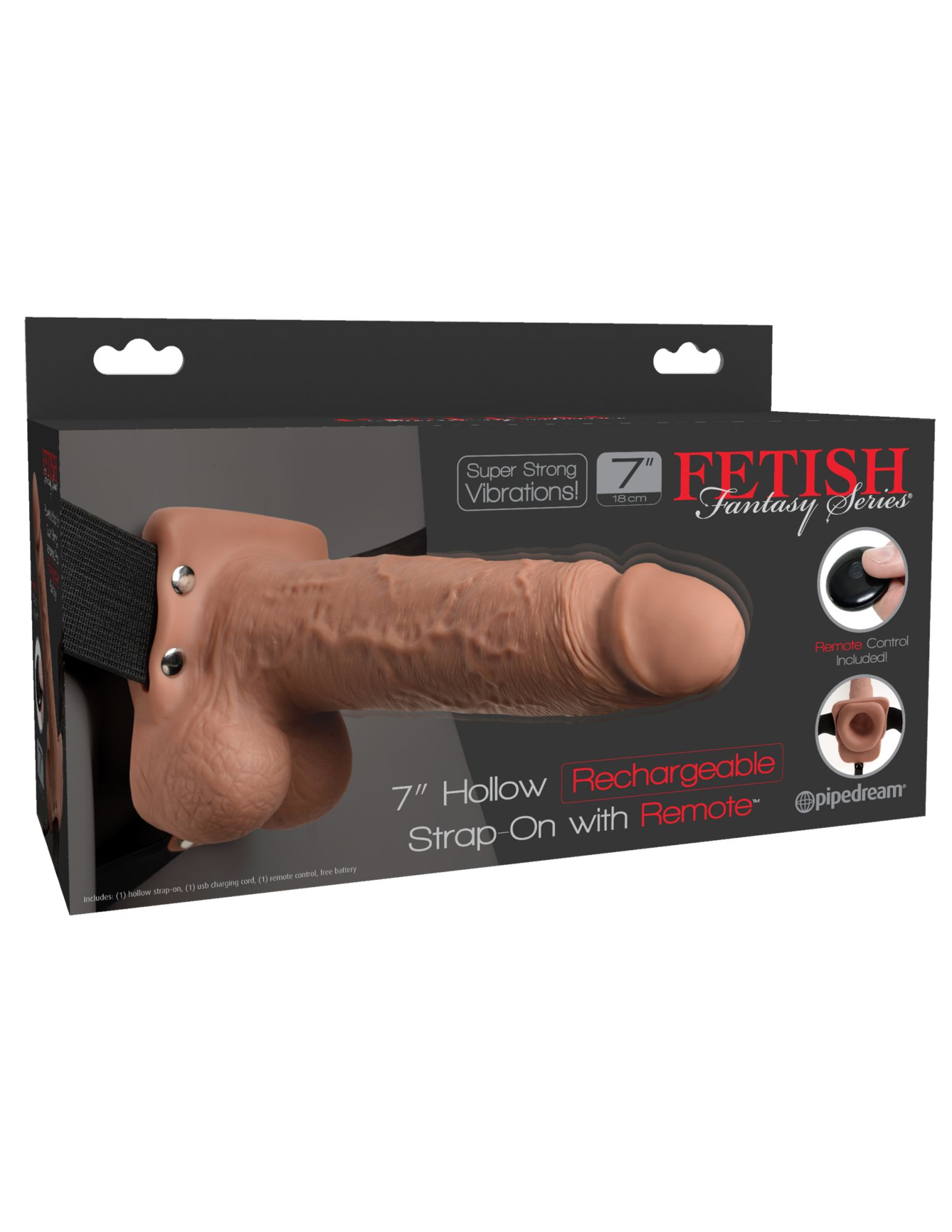 страпон с вибрацией 7" hollow strap on tan 339122pd в 