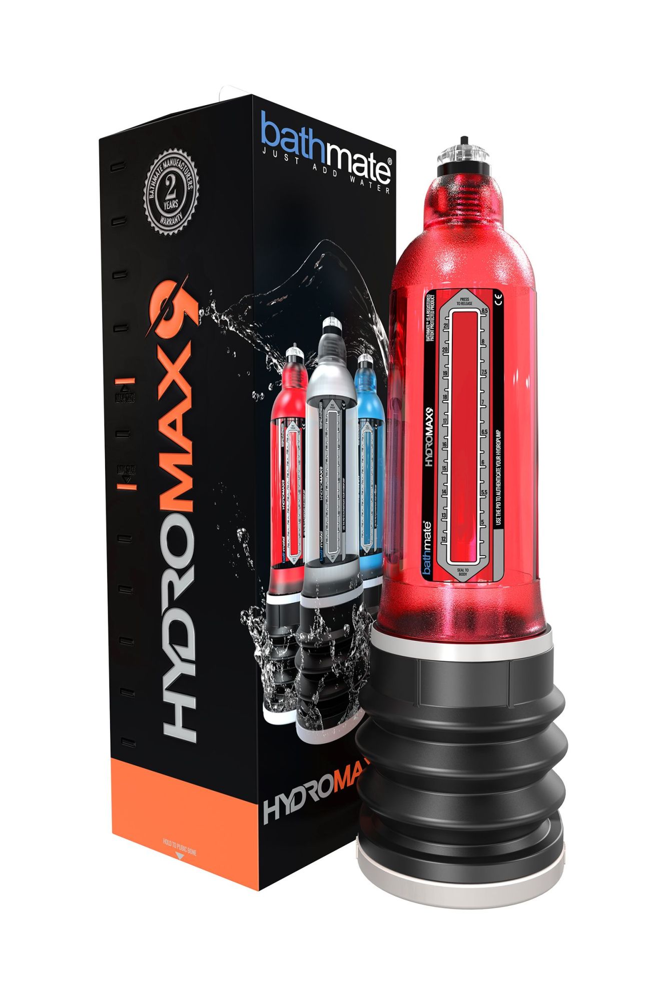 гидропомпа bathmate hydromax9, abs пластик, красный, 32,5 см (аналог hydromax x40) в 