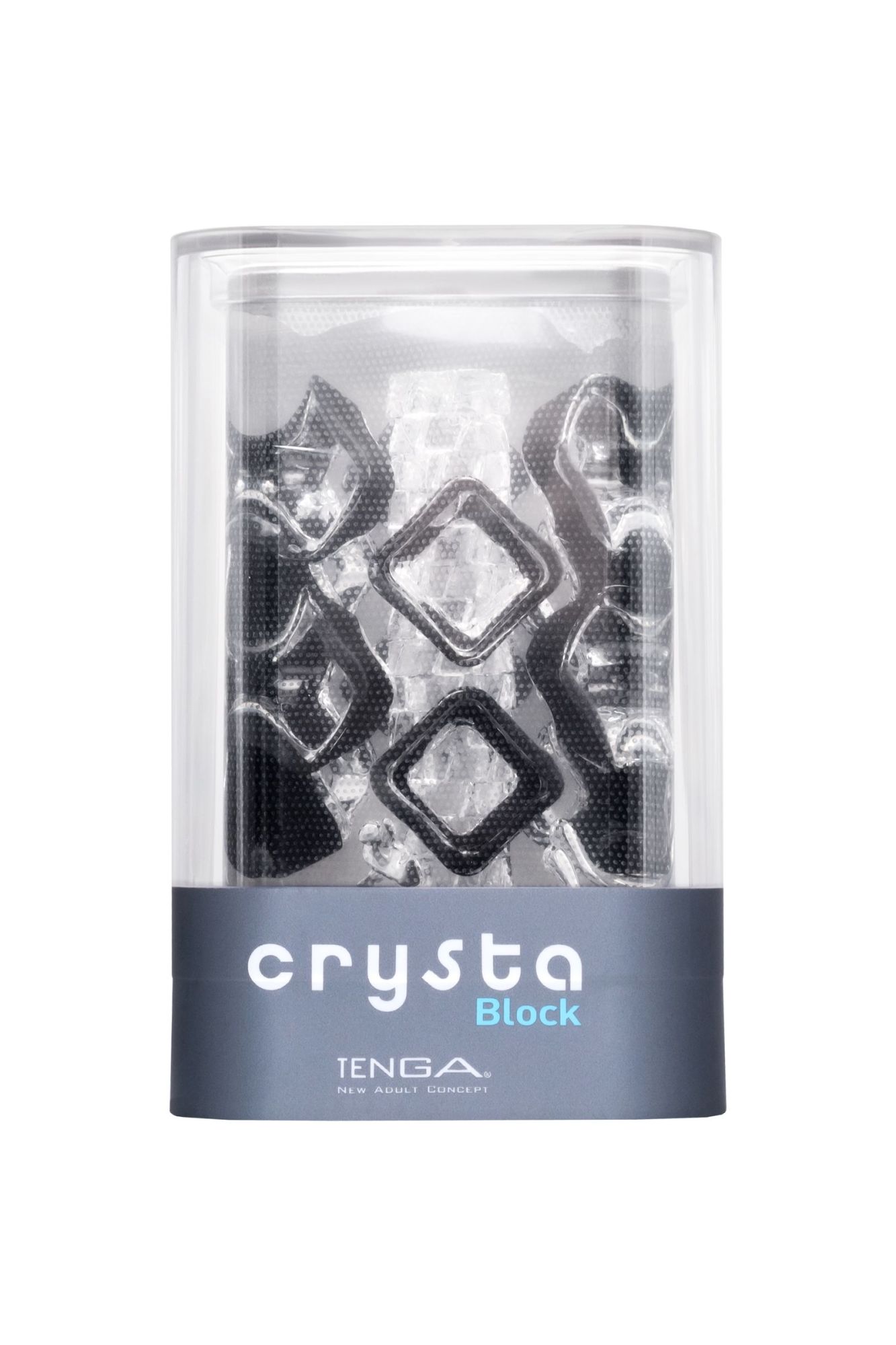 нереалистичный мастурбатор tenga crysta block, tpe, прозрачный, 15,5 см в 
