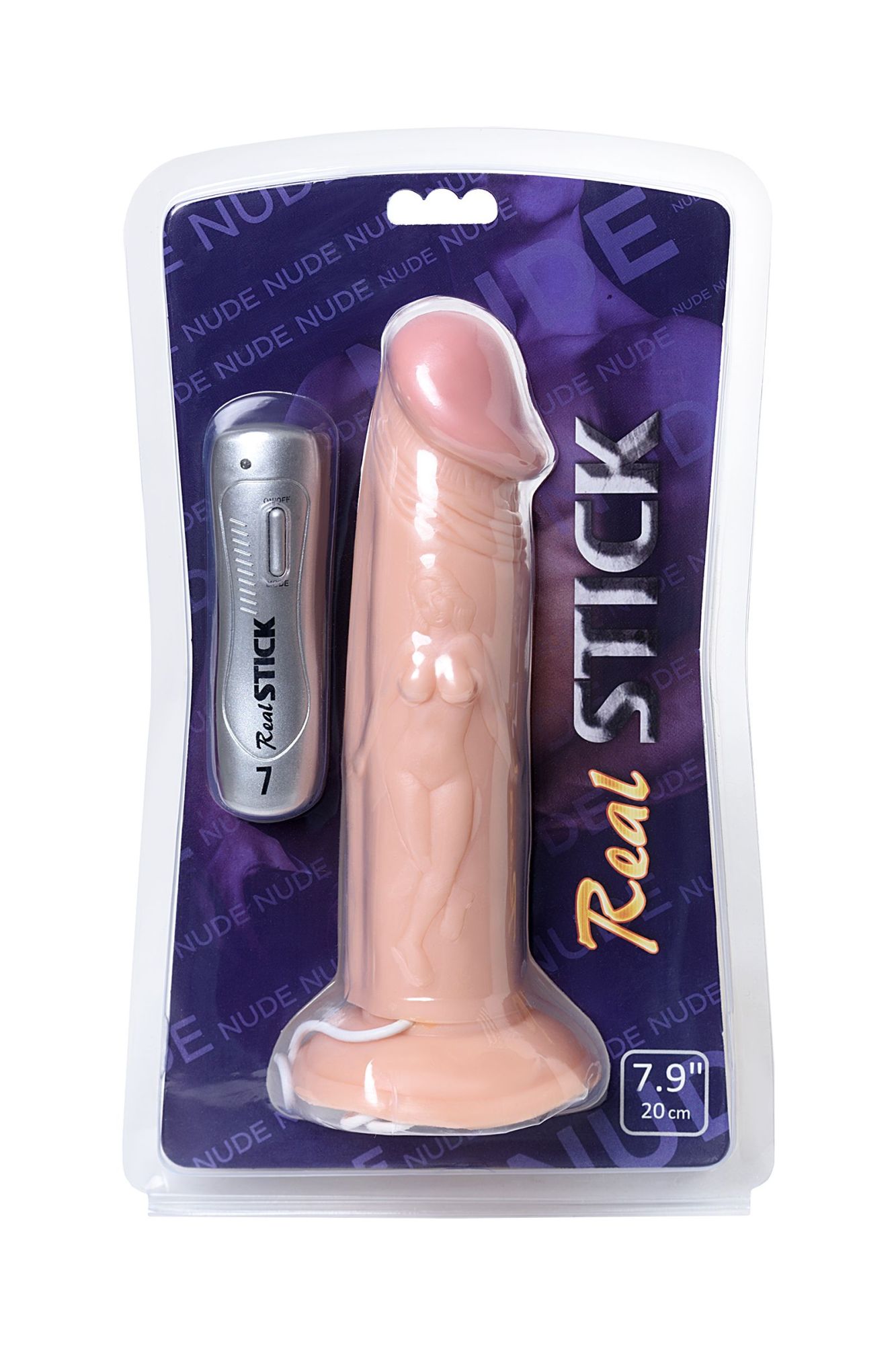 вибратор realstick nude реалистичный, pvc, телесный, 7 режимов вибрации, 19,5 см в 