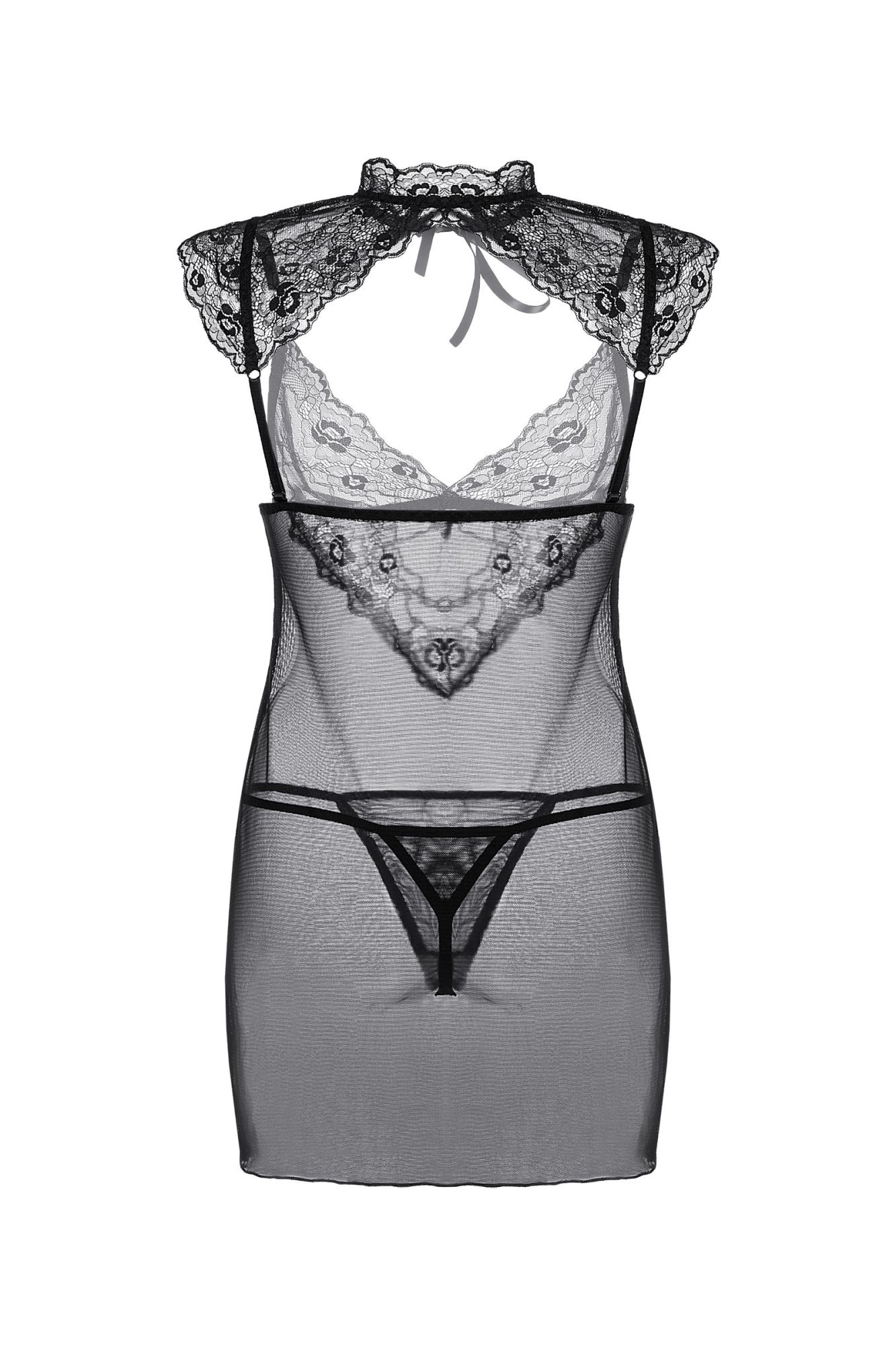 Эротическое комбинация и стринги candy girl luscious, черный, xl в 