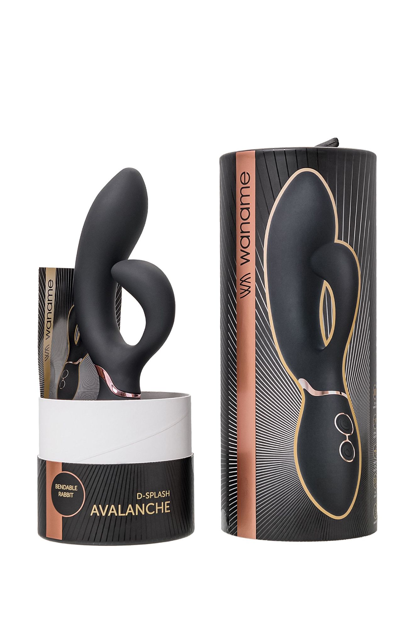 вибратор-кролик waname d-splash avalanche, силикон, черный, 20,5 см в 