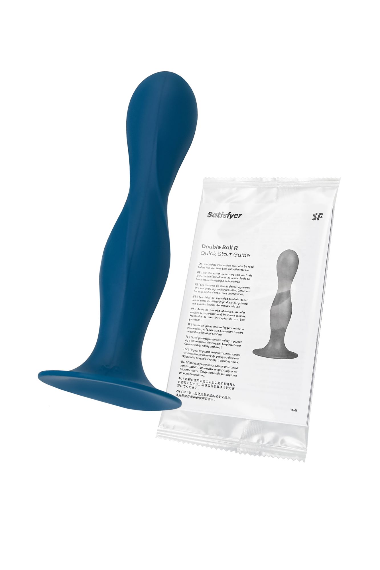 фаллоимитатор satisfyer double ball-r, силикон, синий, 18 см в 