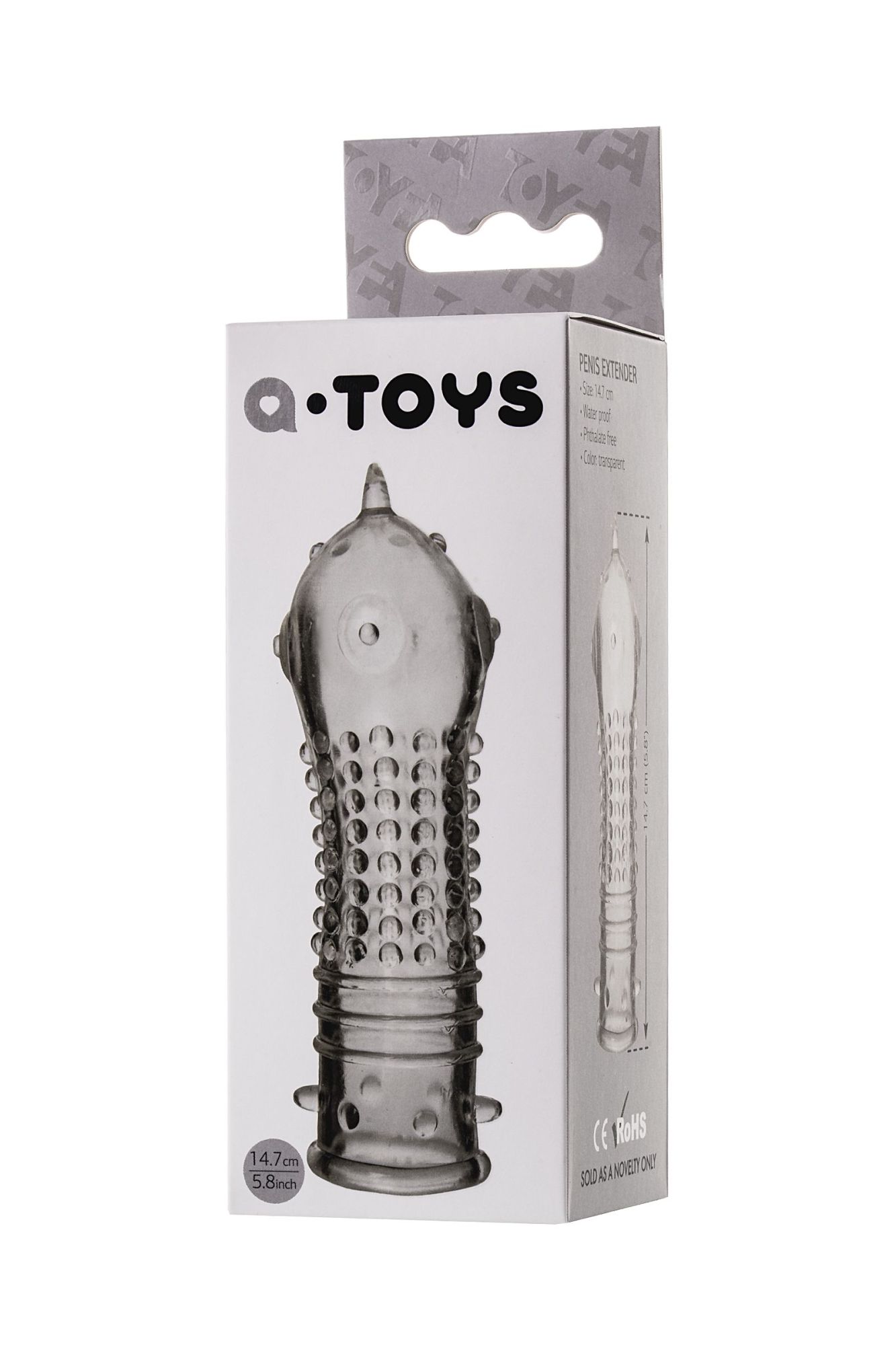насадка на пенис toyfa a-toys, tpr, прозрачный, 14,7 см в 