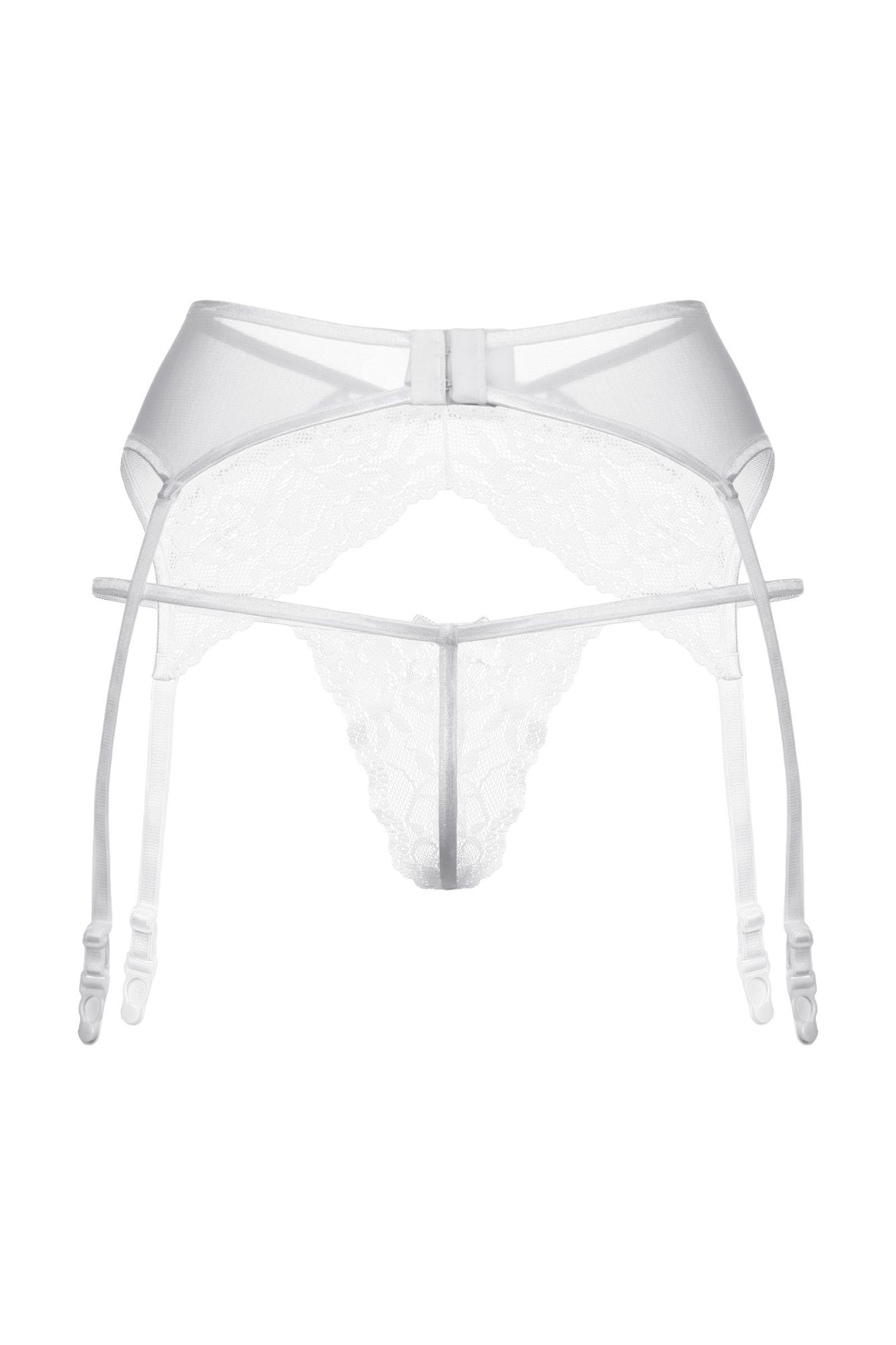 Эротическое пояс для чулок и стринги кружевные softline collection, белый, m/l в 