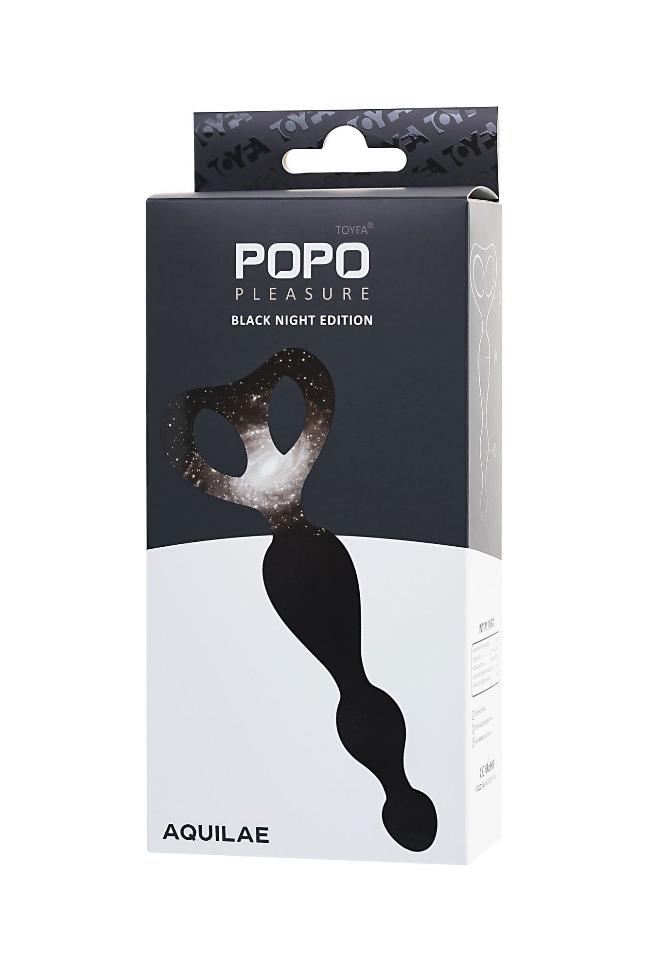 анальная втулка popo pleasure by toyfa aquilae, водонепроницаемая, силикон, черная, 18 см, ø 3 см в 