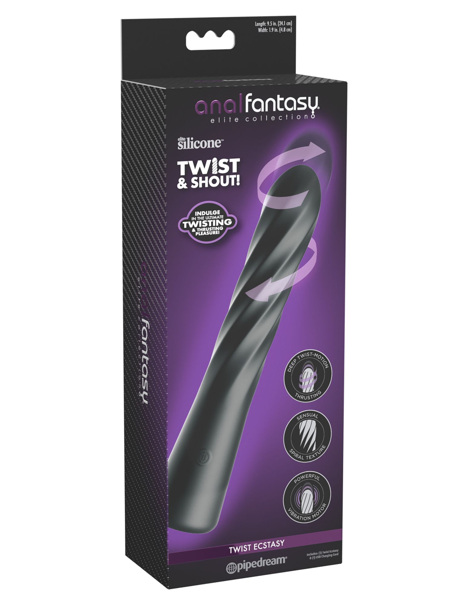 анальный вибростимулятор с вращением и фрикциями twist ecstasy 480023pd в 