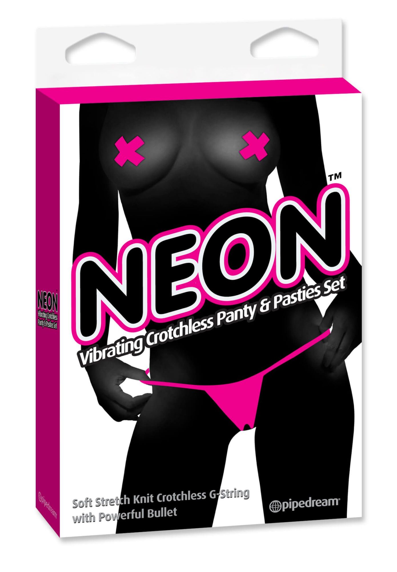 набор pipedream neon vibrating crotchless panty & pasties set, розовый в 