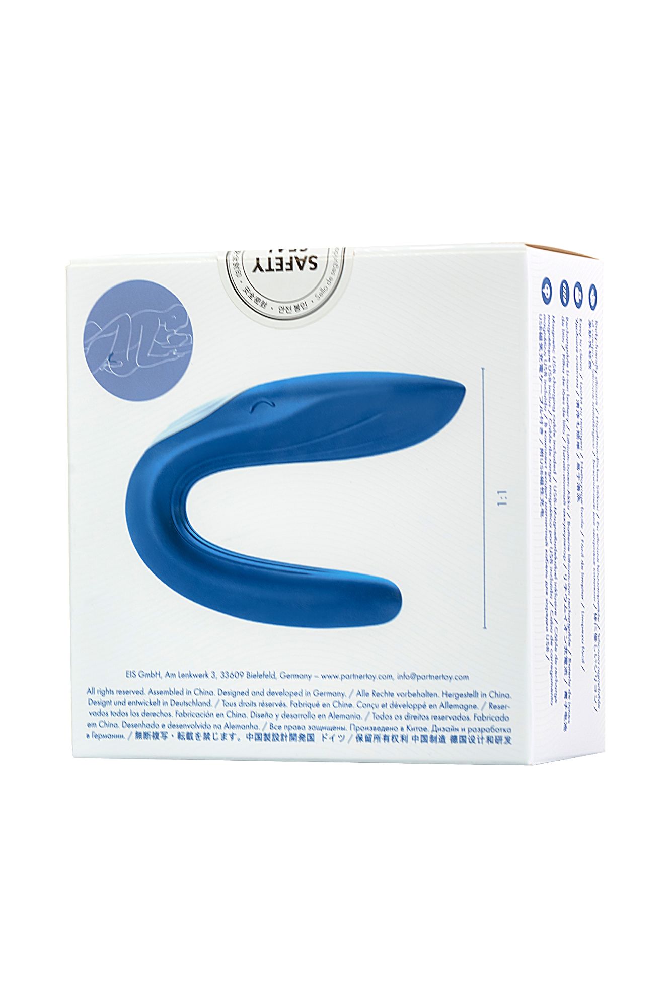 многофункциональный стимулятор для пар satisfyer partner whale, силикон, голубой, 17 см. в 