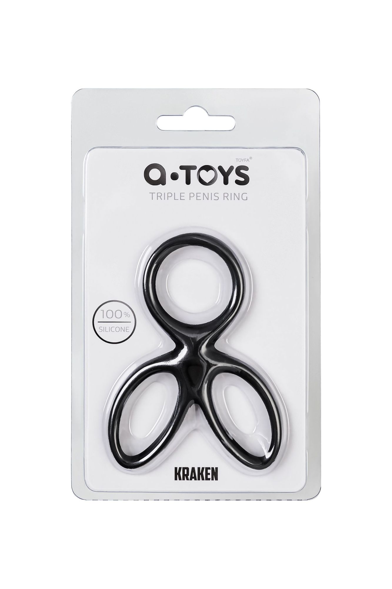 тройное кольцо на пенис a-toys kraken, силикон, черный, 10 см в 