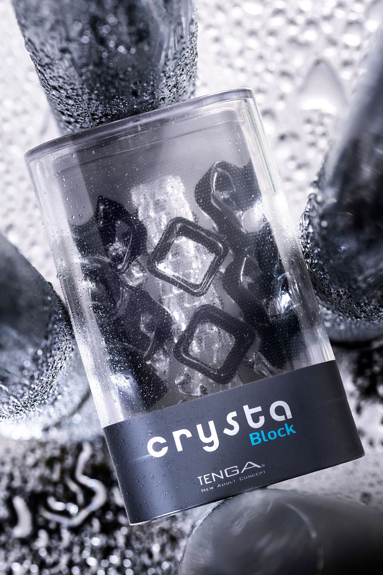 нереалистичный мастурбатор tenga crysta block, tpe, прозрачный, 15,5 см в 