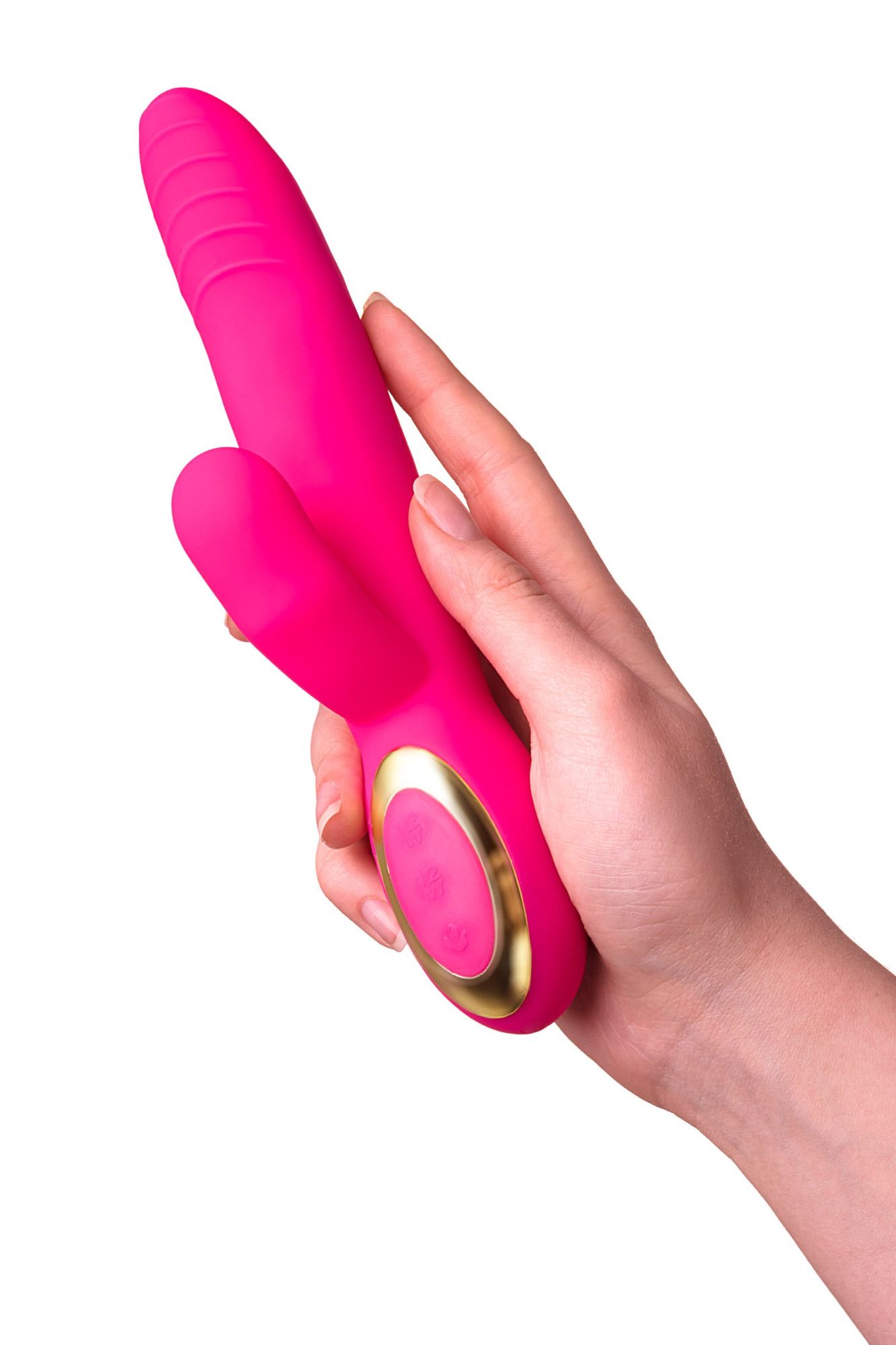 вибратор с подогревом для двойной стимуляции jos nega, силикон, розовый, 22 см в 