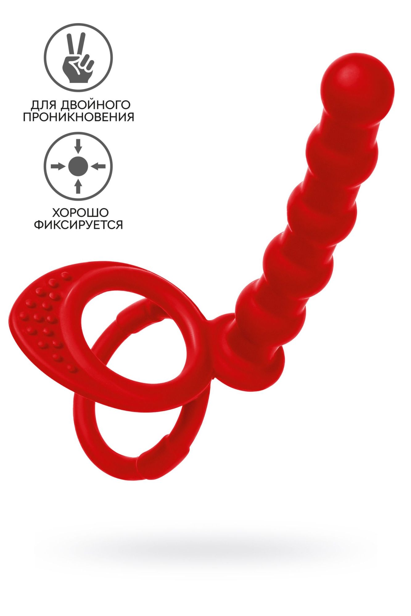 насадка на пенис для двойного проникновения black&red by toyfa, силикон, красная, 19,5 см в 